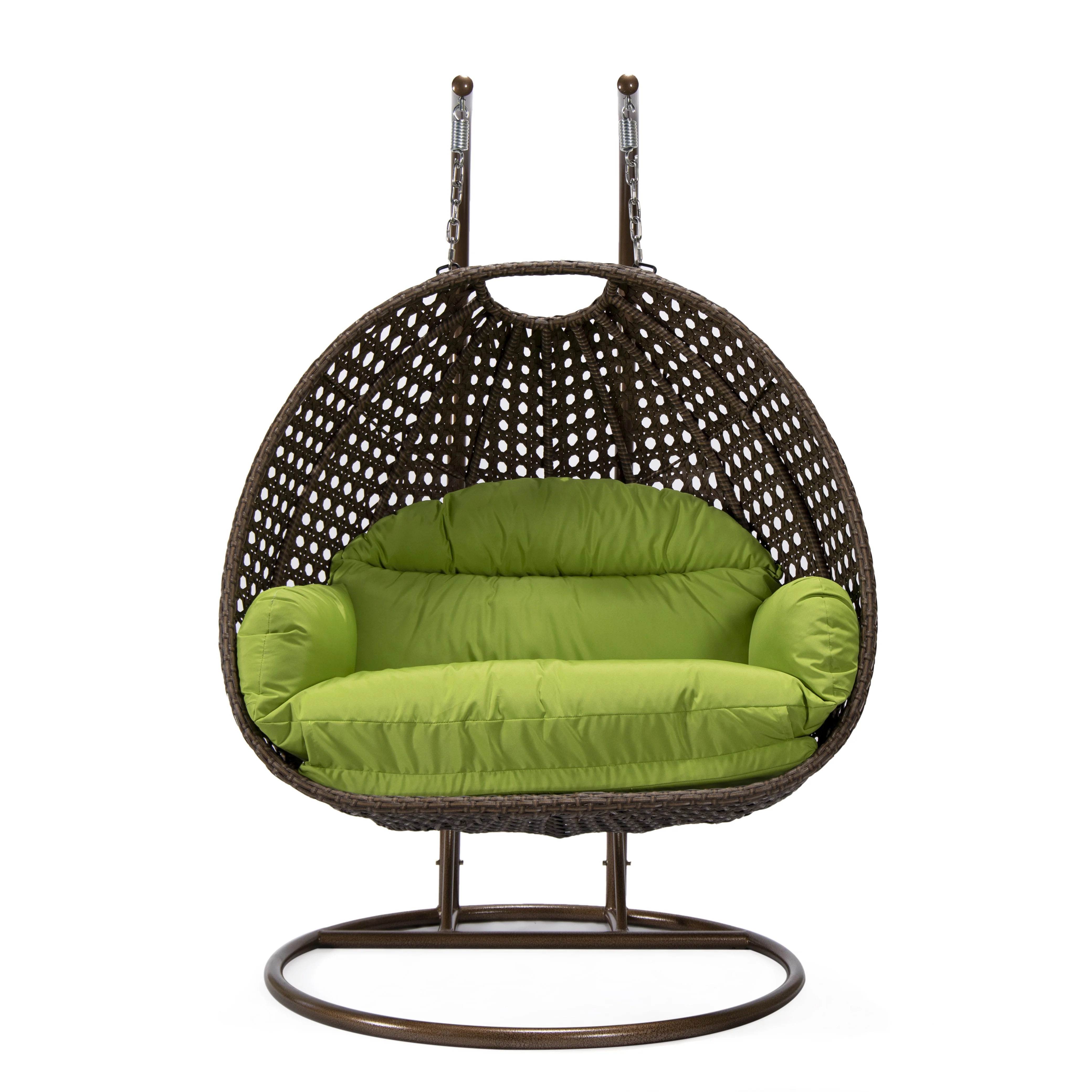 Mendoza Dark Brown Wicker Hanging 2 person Egg Swing Chair