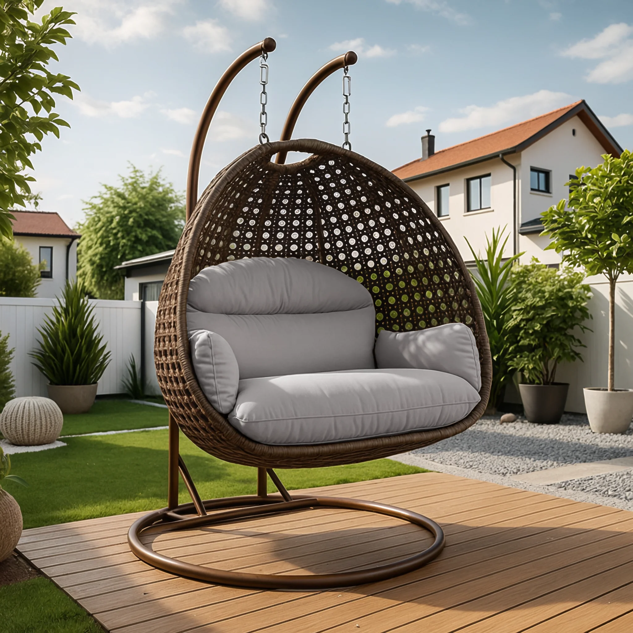 Mendoza Dark Brown Wicker Hanging 2 person Egg Swing Chair