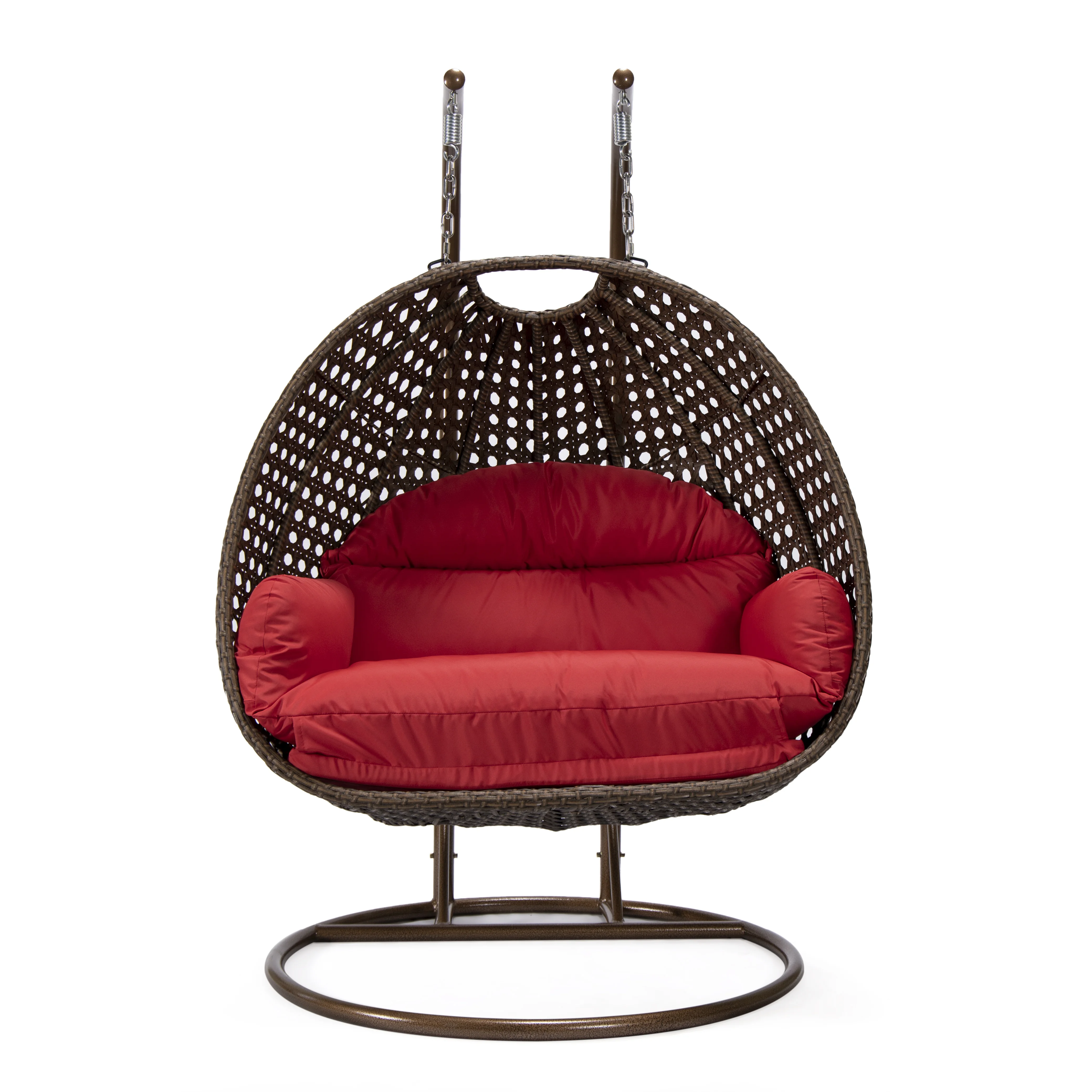 Mendoza Dark Brown Wicker Hanging 2 person Egg Swing Chair