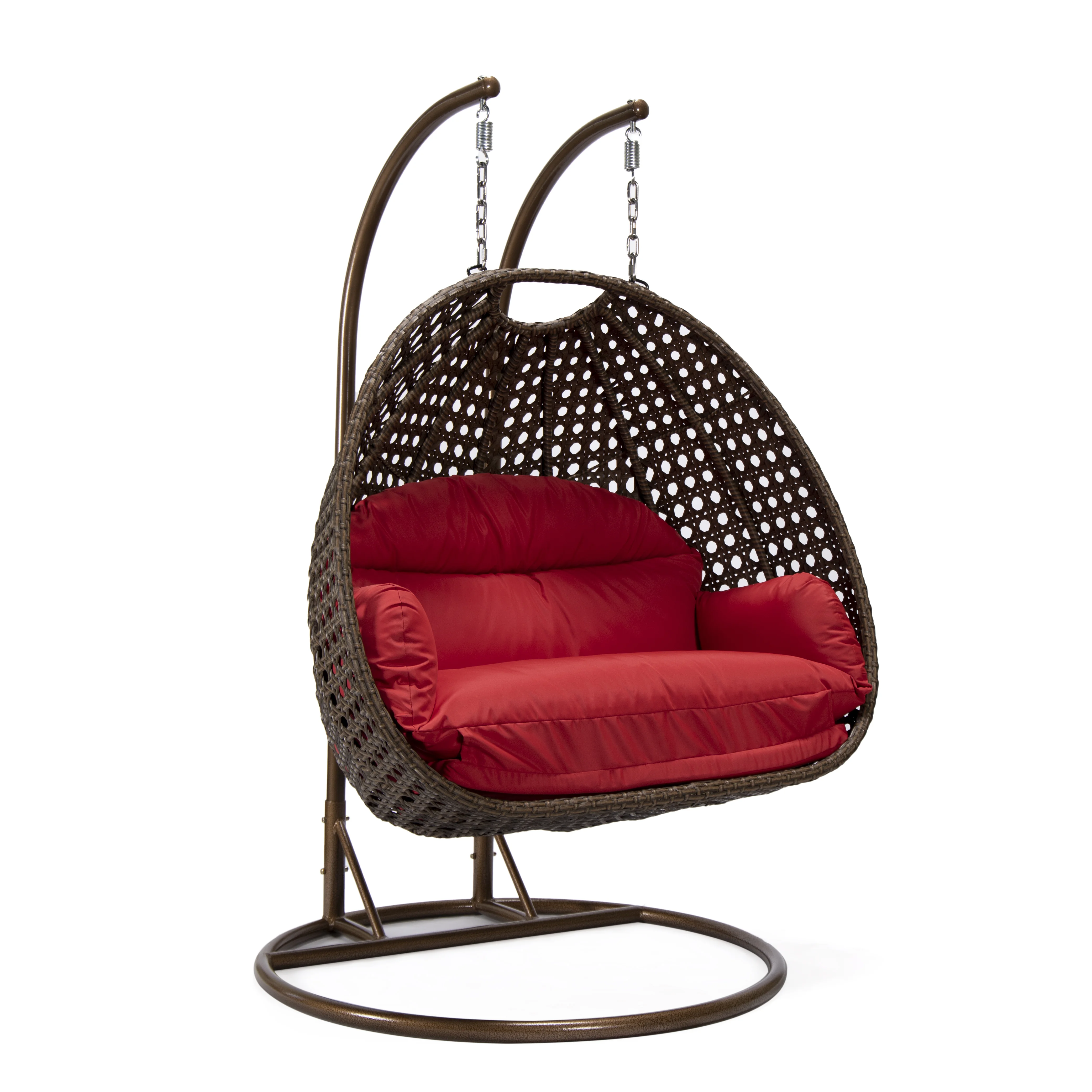 Mendoza Dark Brown Wicker Hanging 2 person Egg Swing Chair