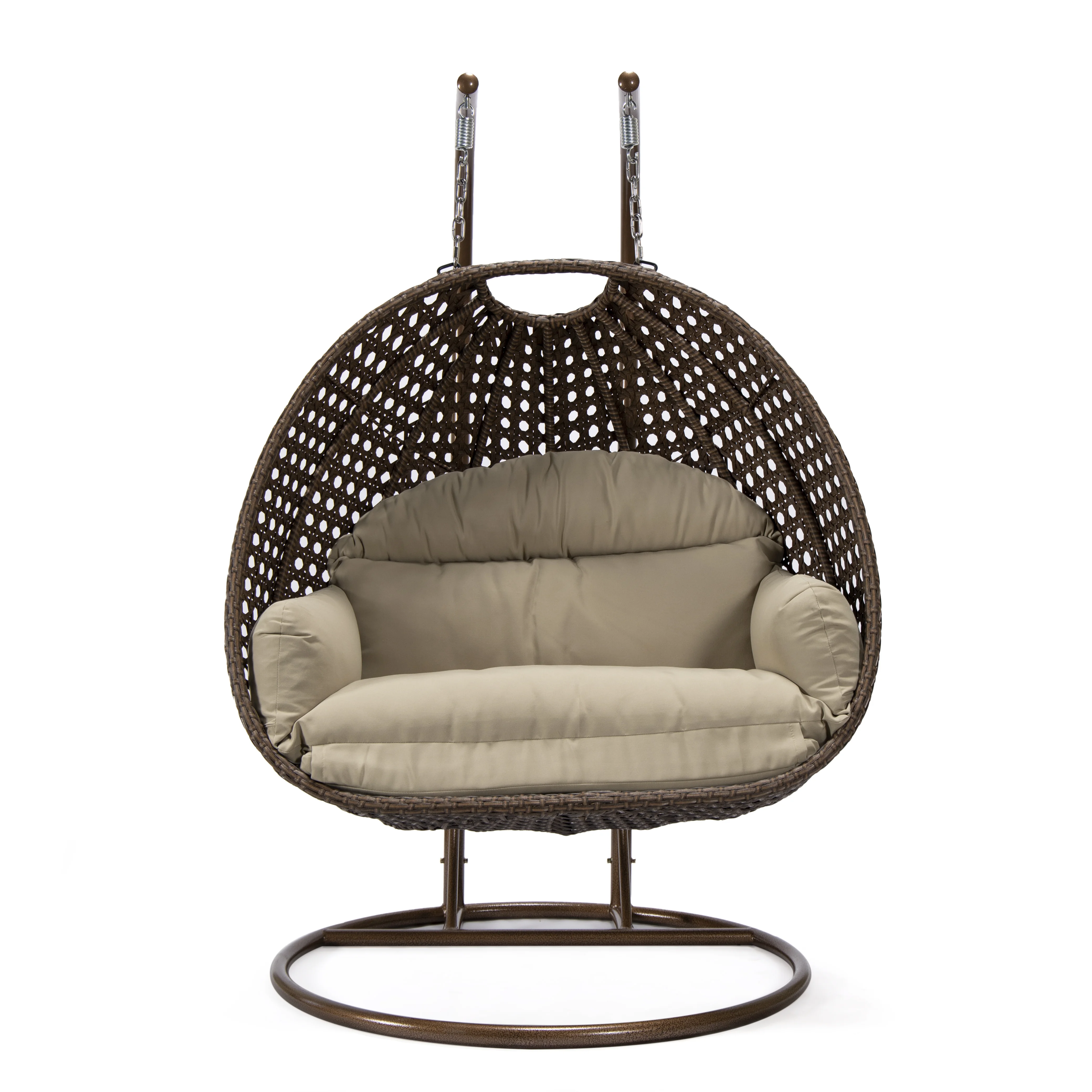 Mendoza Dark Brown Wicker Hanging 2 person Egg Swing Chair