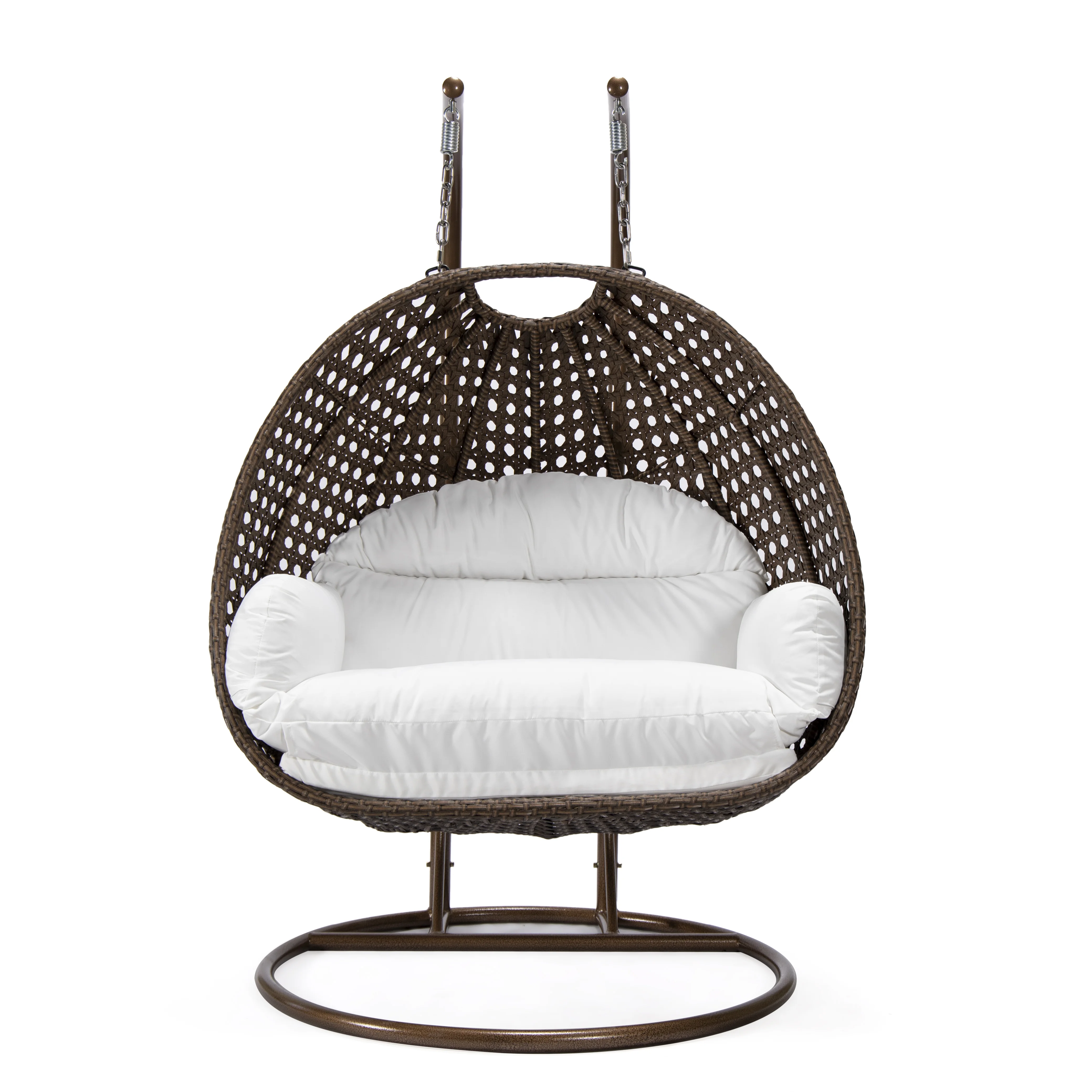 Mendoza Dark Brown Wicker Hanging 2 person Egg Swing Chair