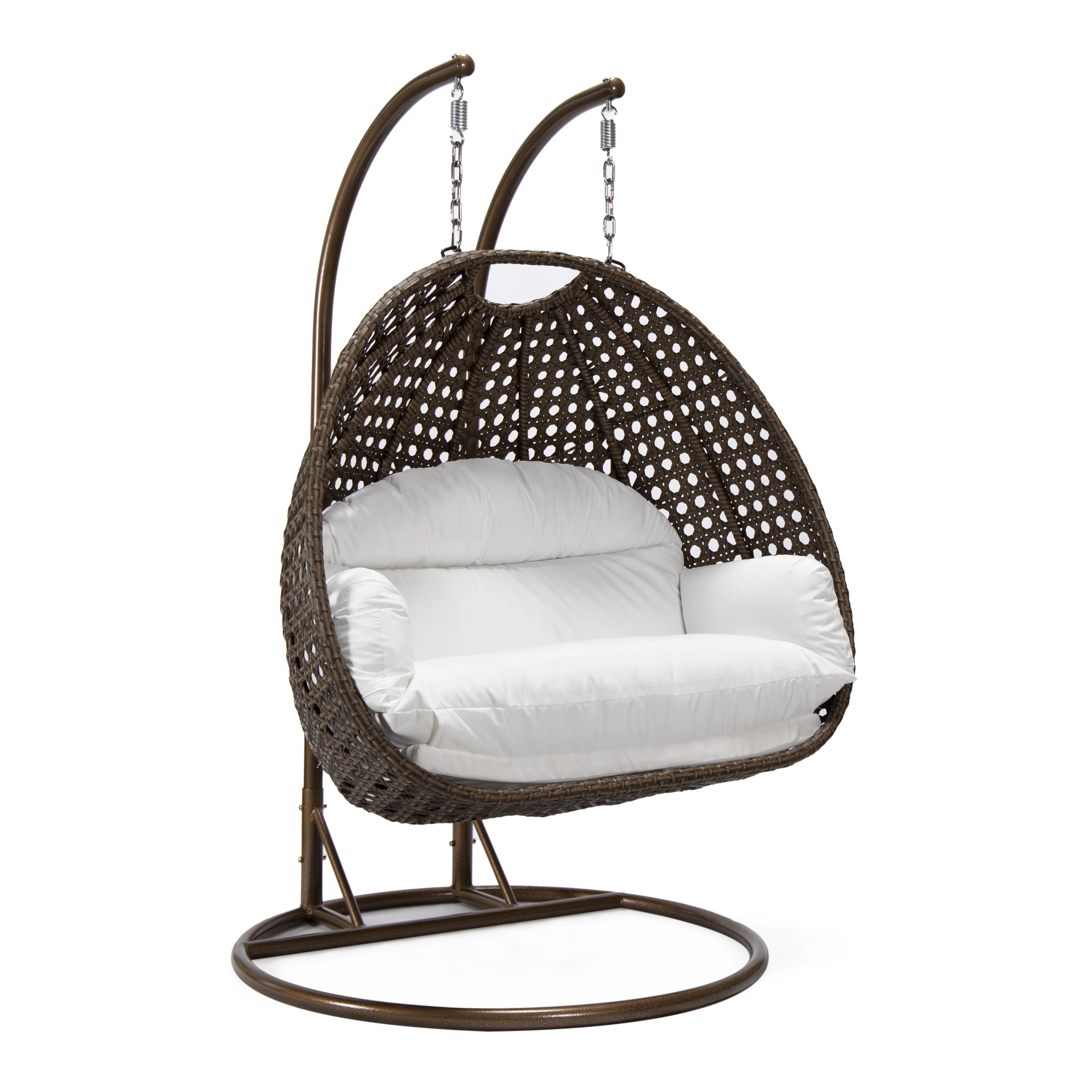 Mendoza Dark Brown Wicker Hanging 2 person Egg Swing Chair