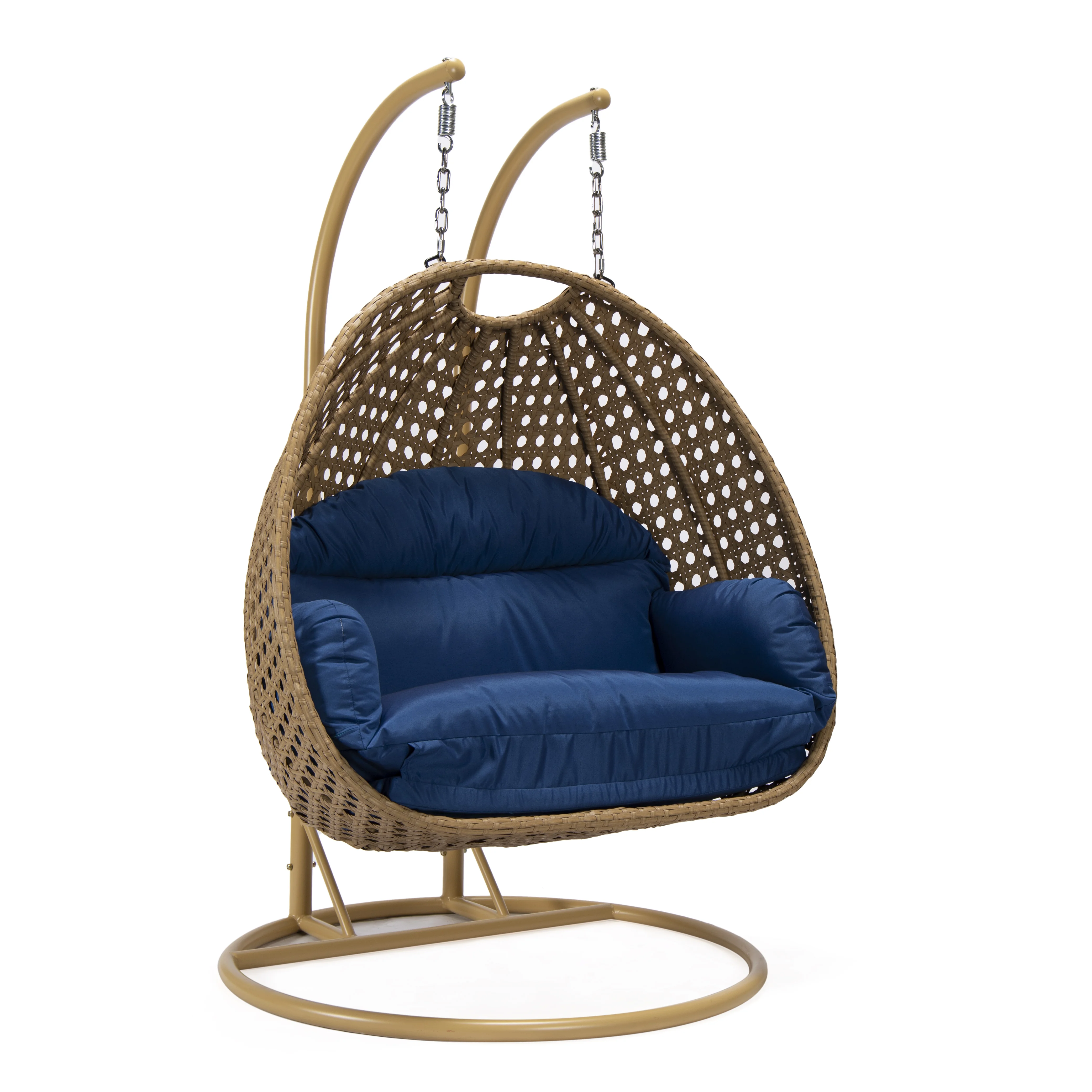 Mendoza Light Brown Wicker Hanging 2 person Egg Swing Chair