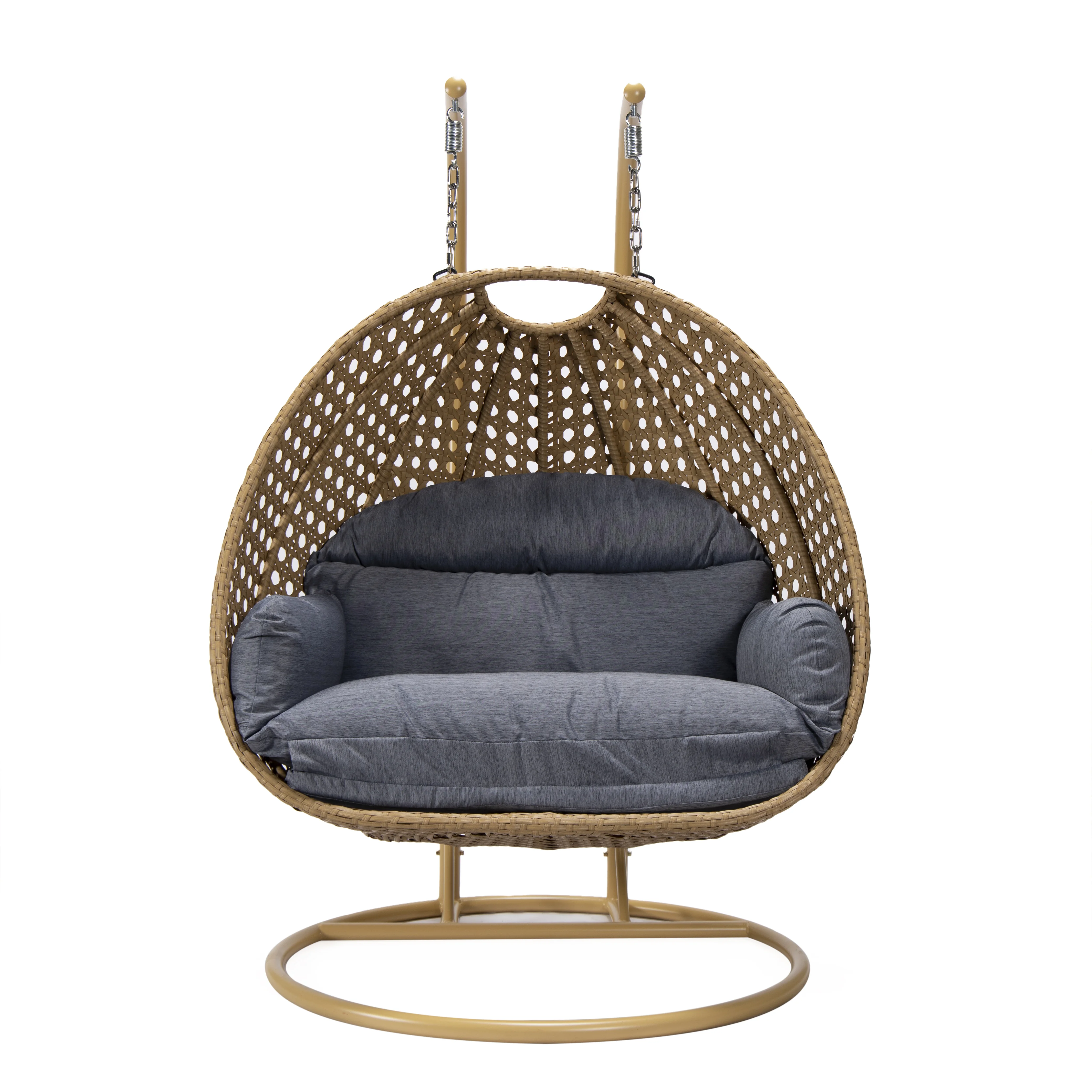 Mendoza Light Brown Wicker Hanging 2 person Egg Swing Chair