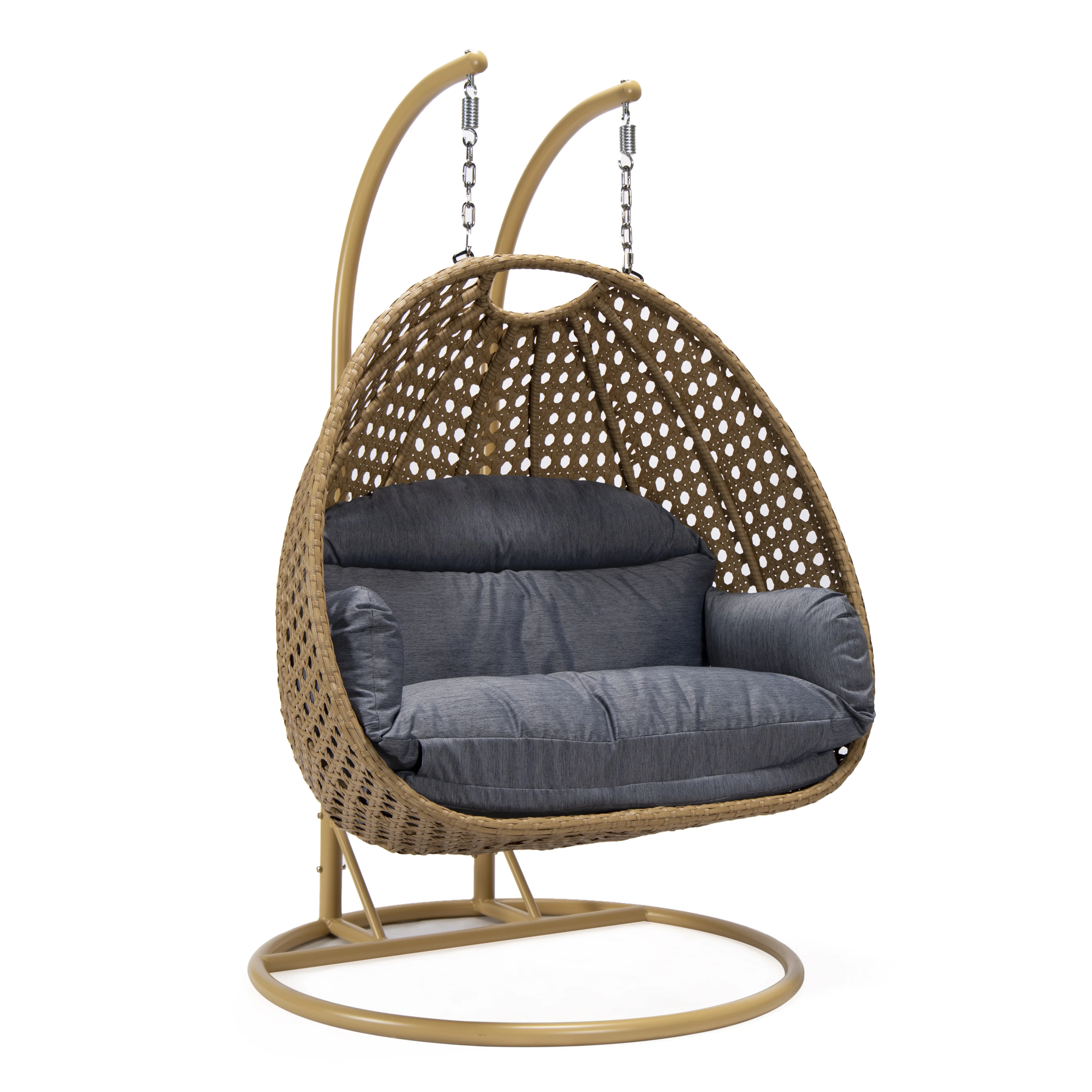 Mendoza Light Brown Wicker Hanging 2 person Egg Swing Chair