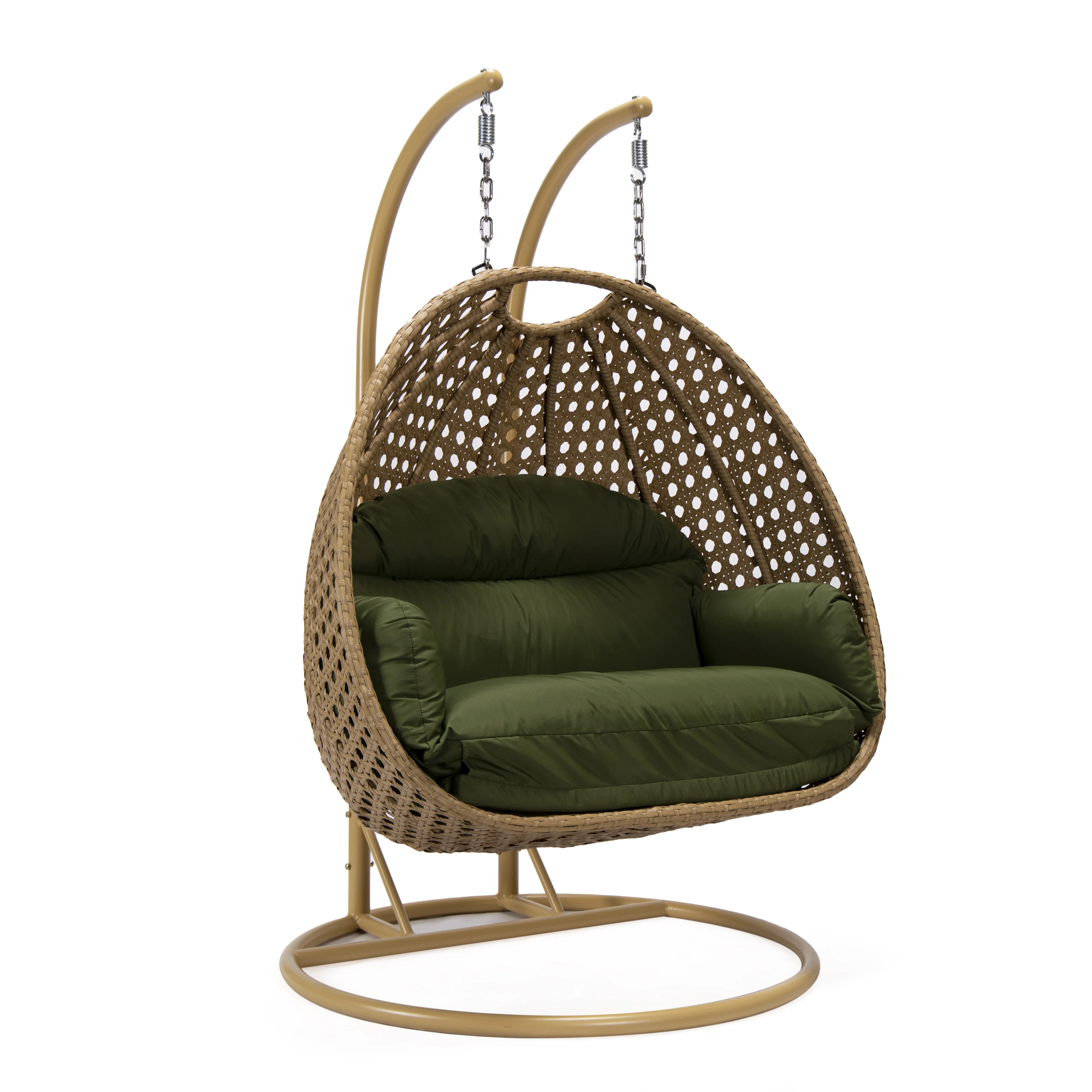 Mendoza Light Brown Wicker Hanging 2 person Egg Swing Chair