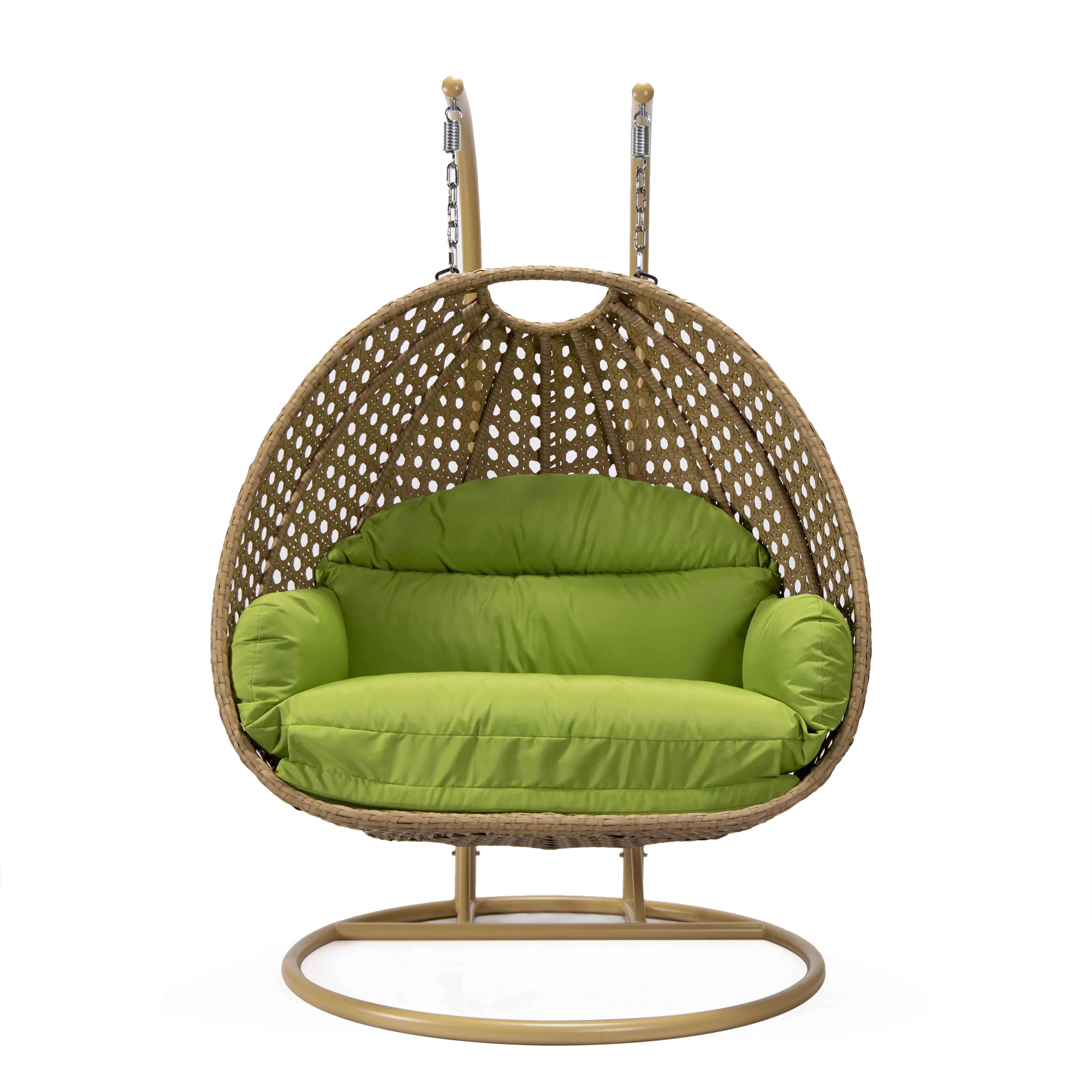 Mendoza Light Brown Wicker Hanging 2 person Egg Swing Chair