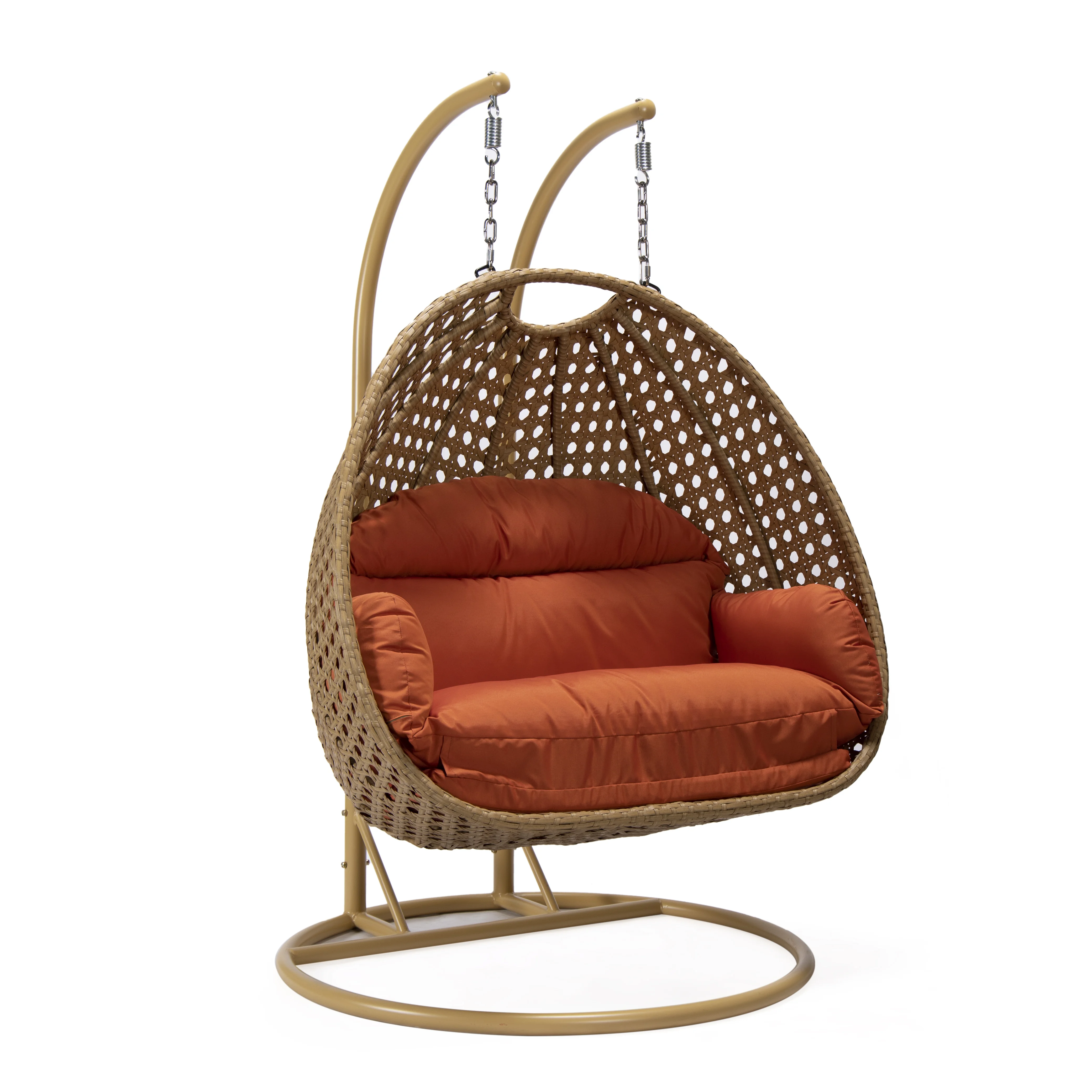 Mendoza Light Brown Wicker Hanging 2 person Egg Swing Chair