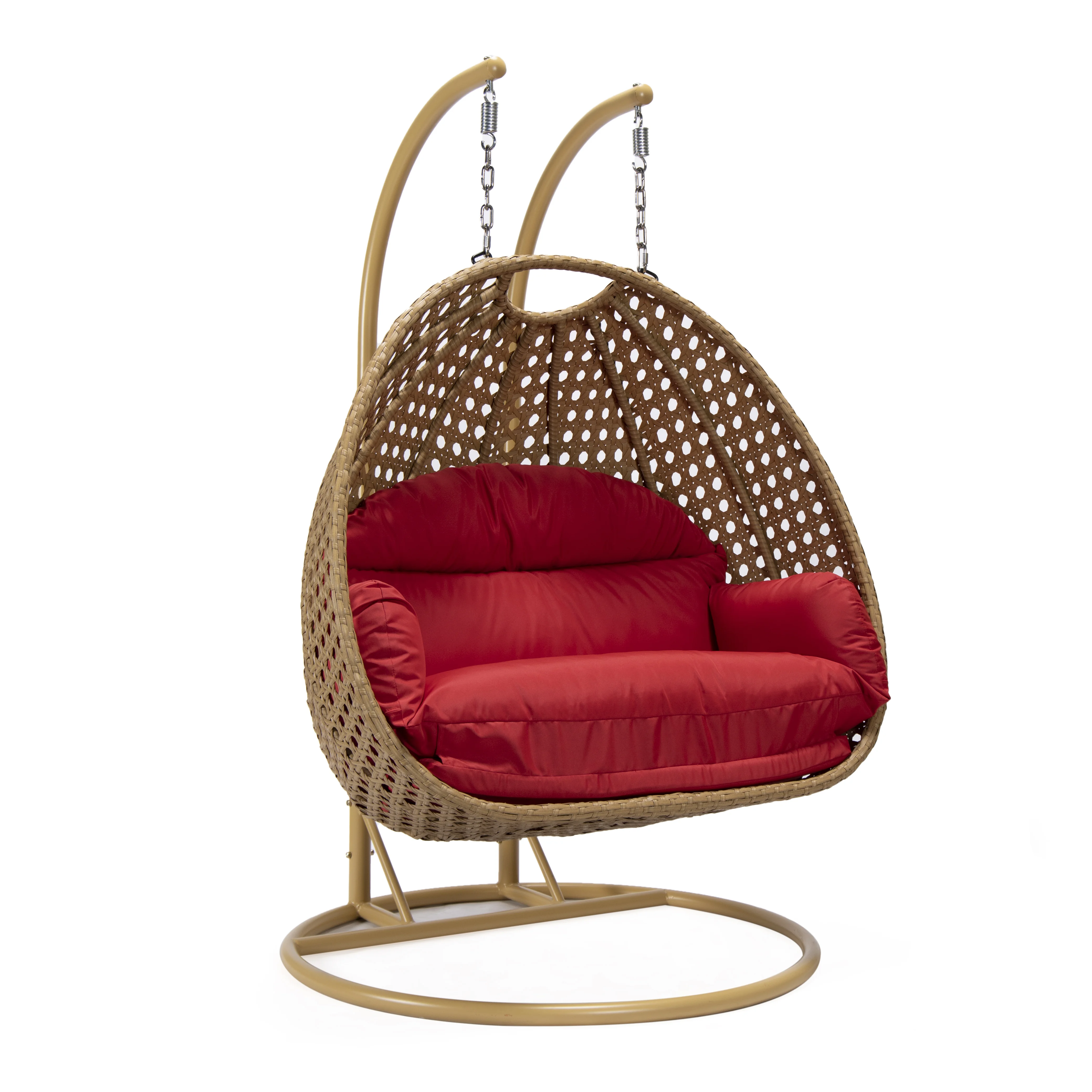 Mendoza Light Brown Wicker Hanging 2 person Egg Swing Chair