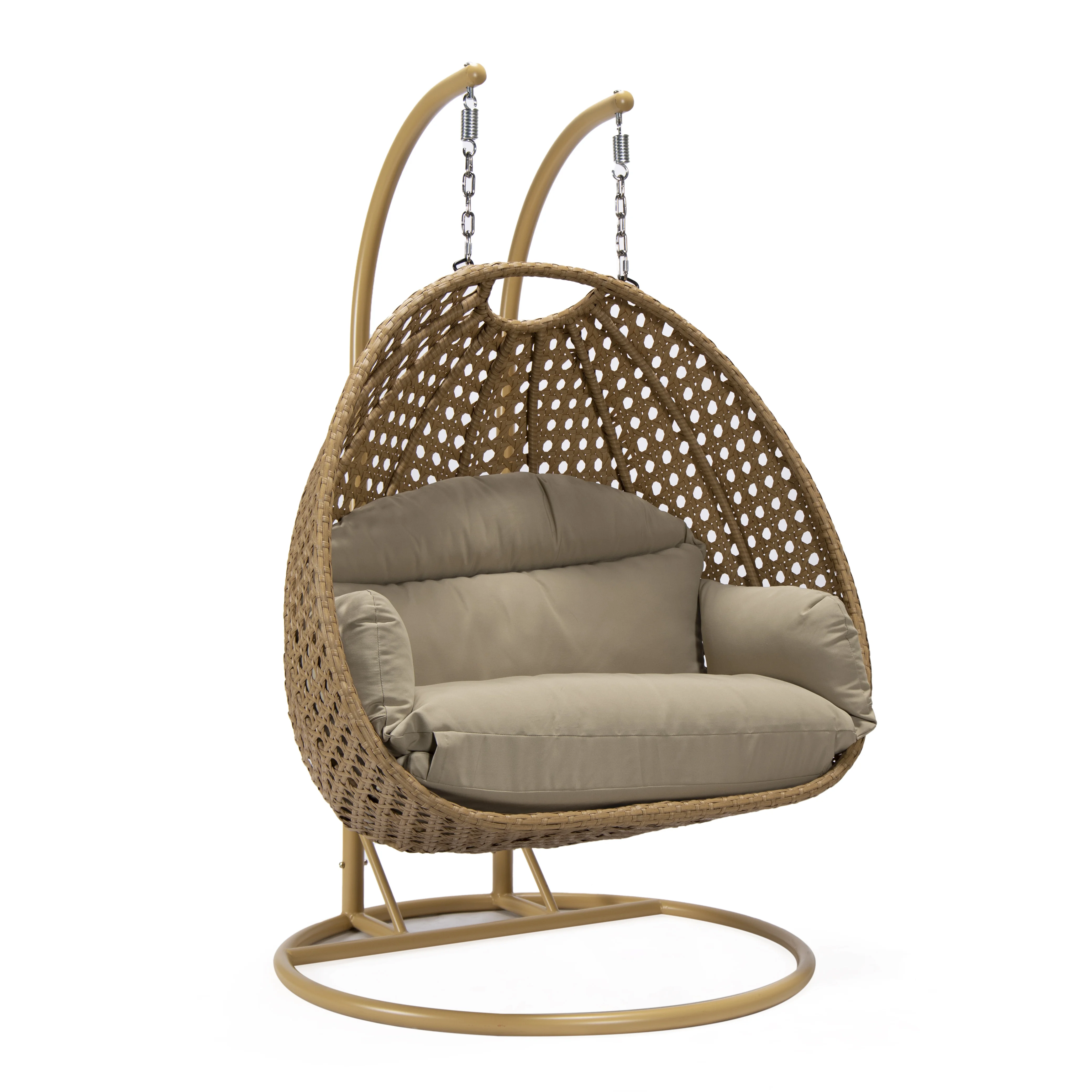 Mendoza Light Brown Wicker Hanging 2 person Egg Swing Chair