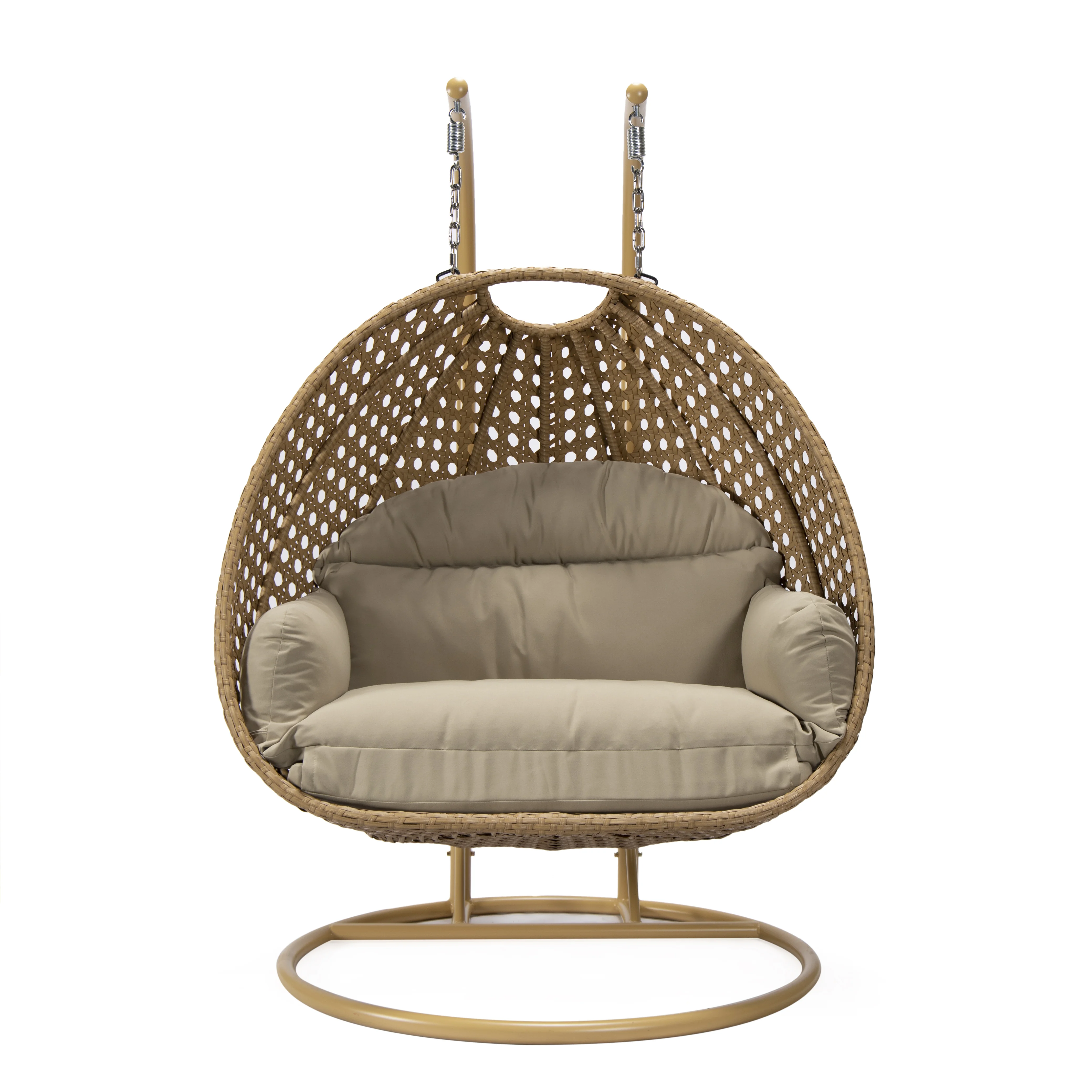 Mendoza Light Brown Wicker Hanging 2 person Egg Swing Chair