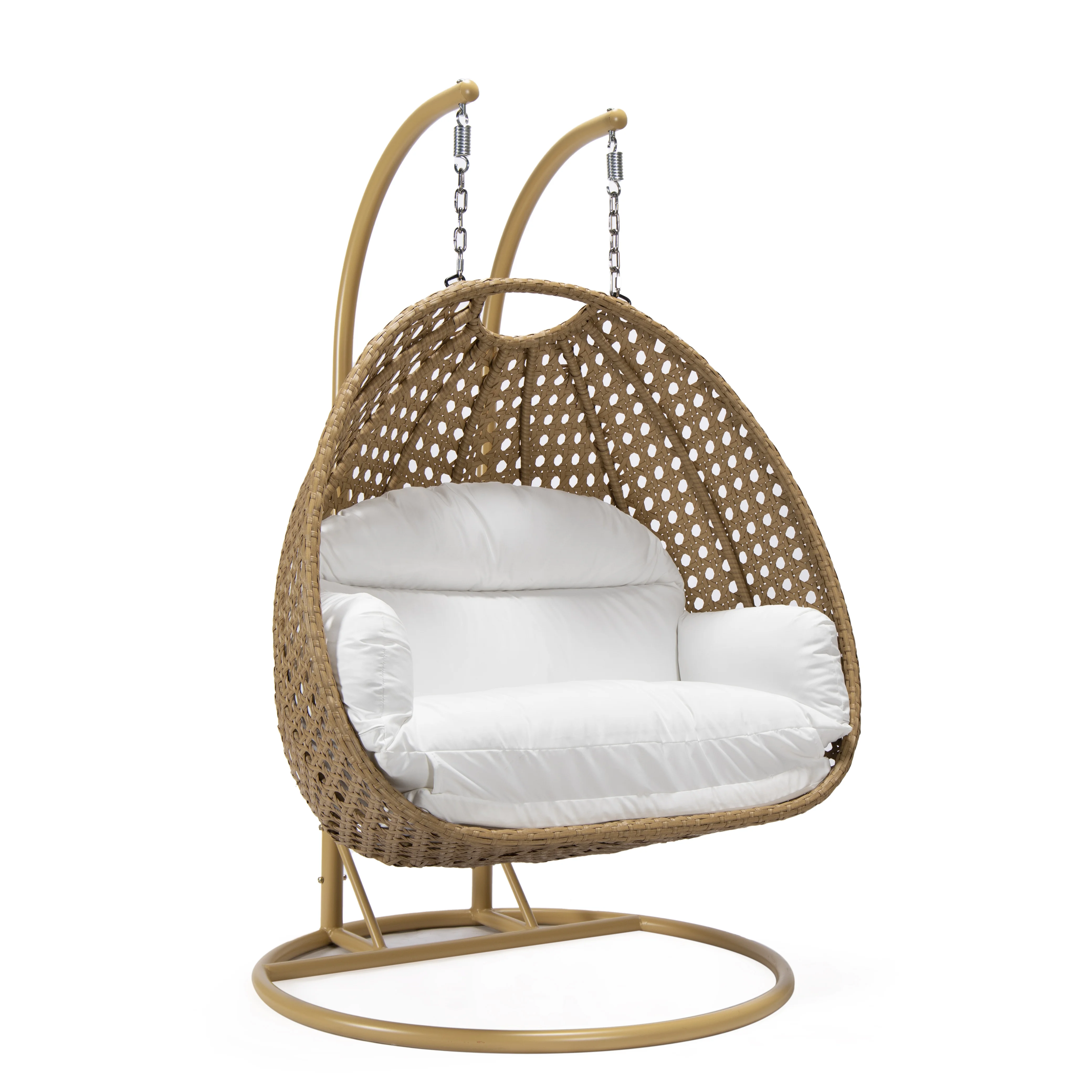 Mendoza Light Brown Wicker Hanging 2 person Egg Swing Chair