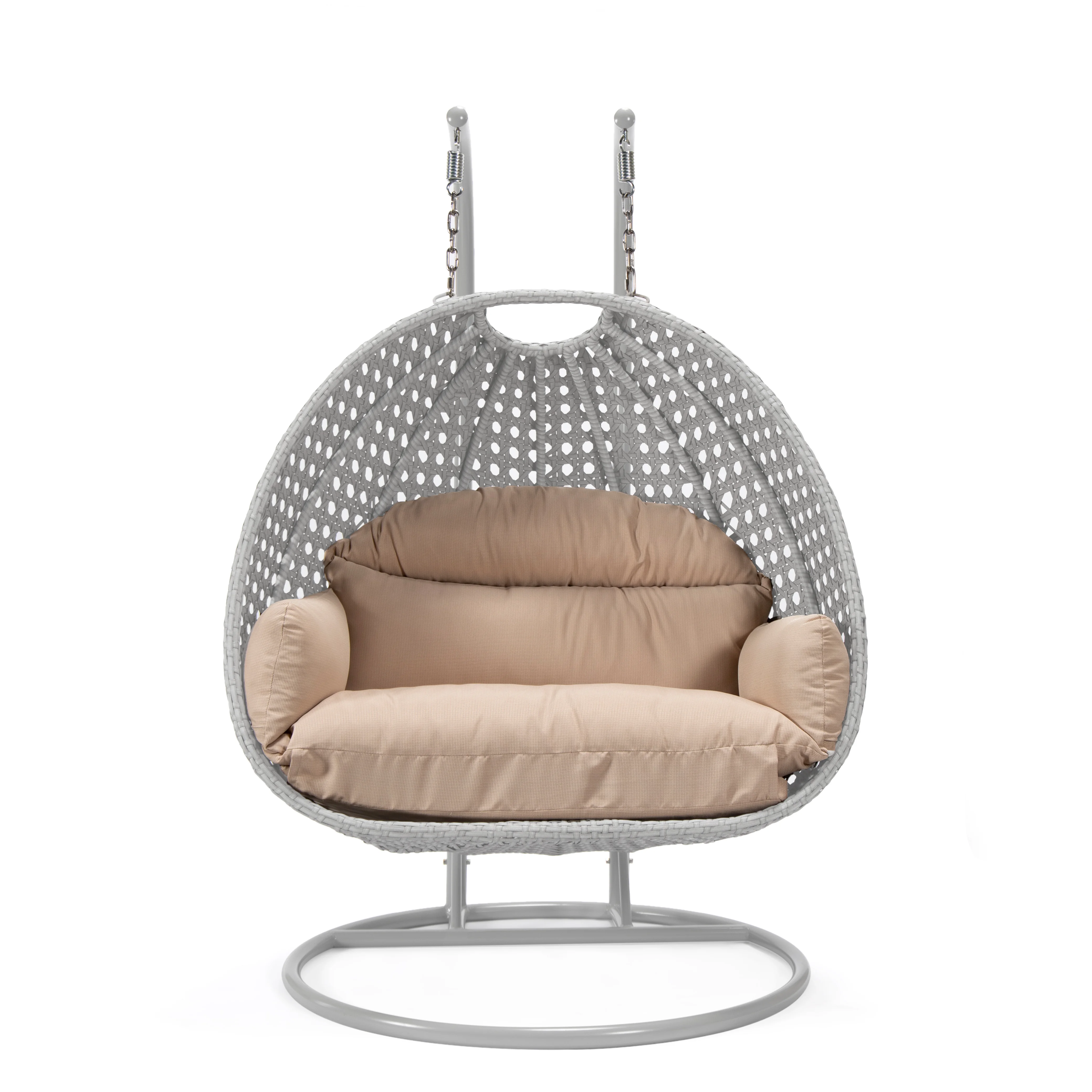 Mendoza Light Grey Wicker Hanging 2 person Egg Swing Chair