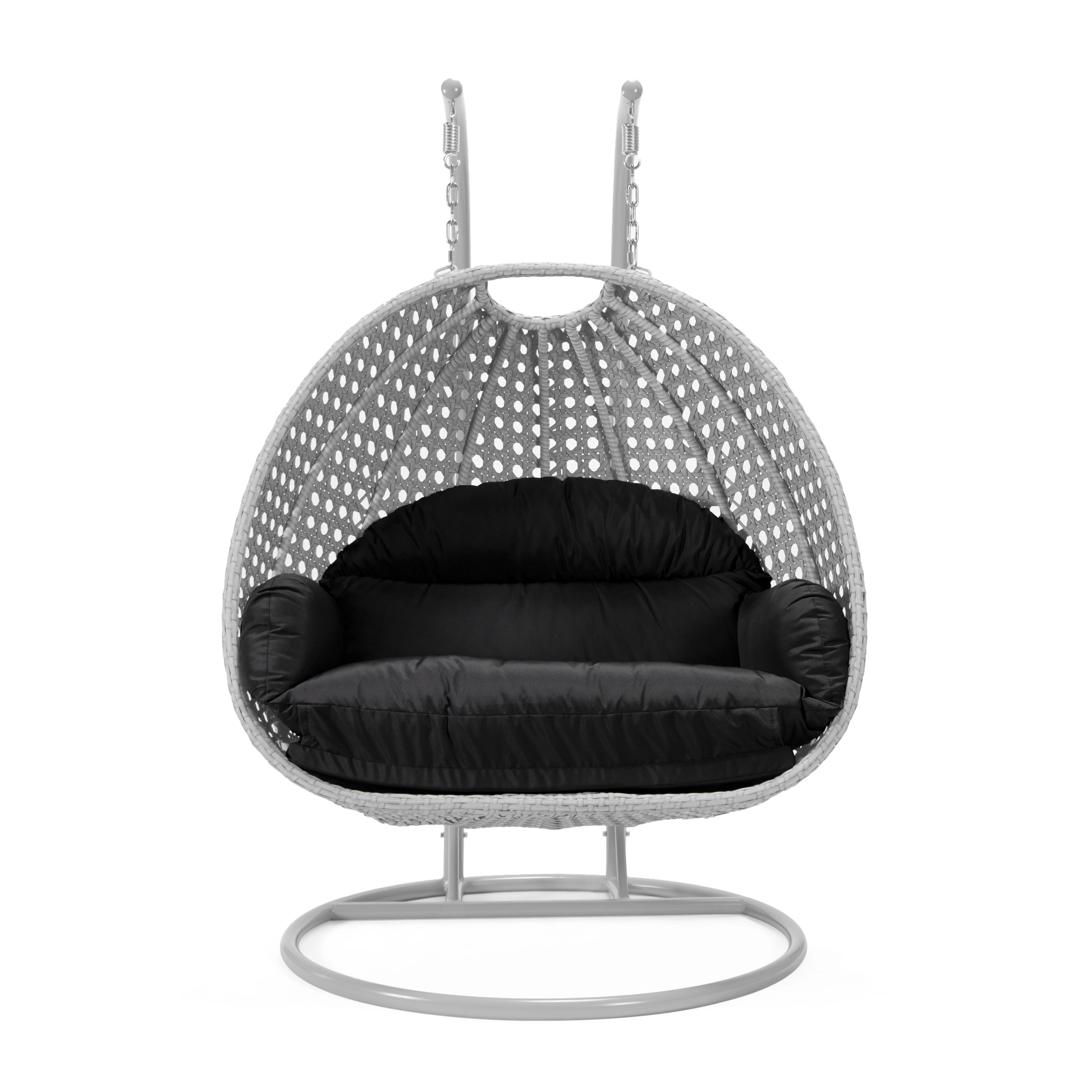 Mendoza Light Grey Wicker Hanging 2 person Egg Swing Chair