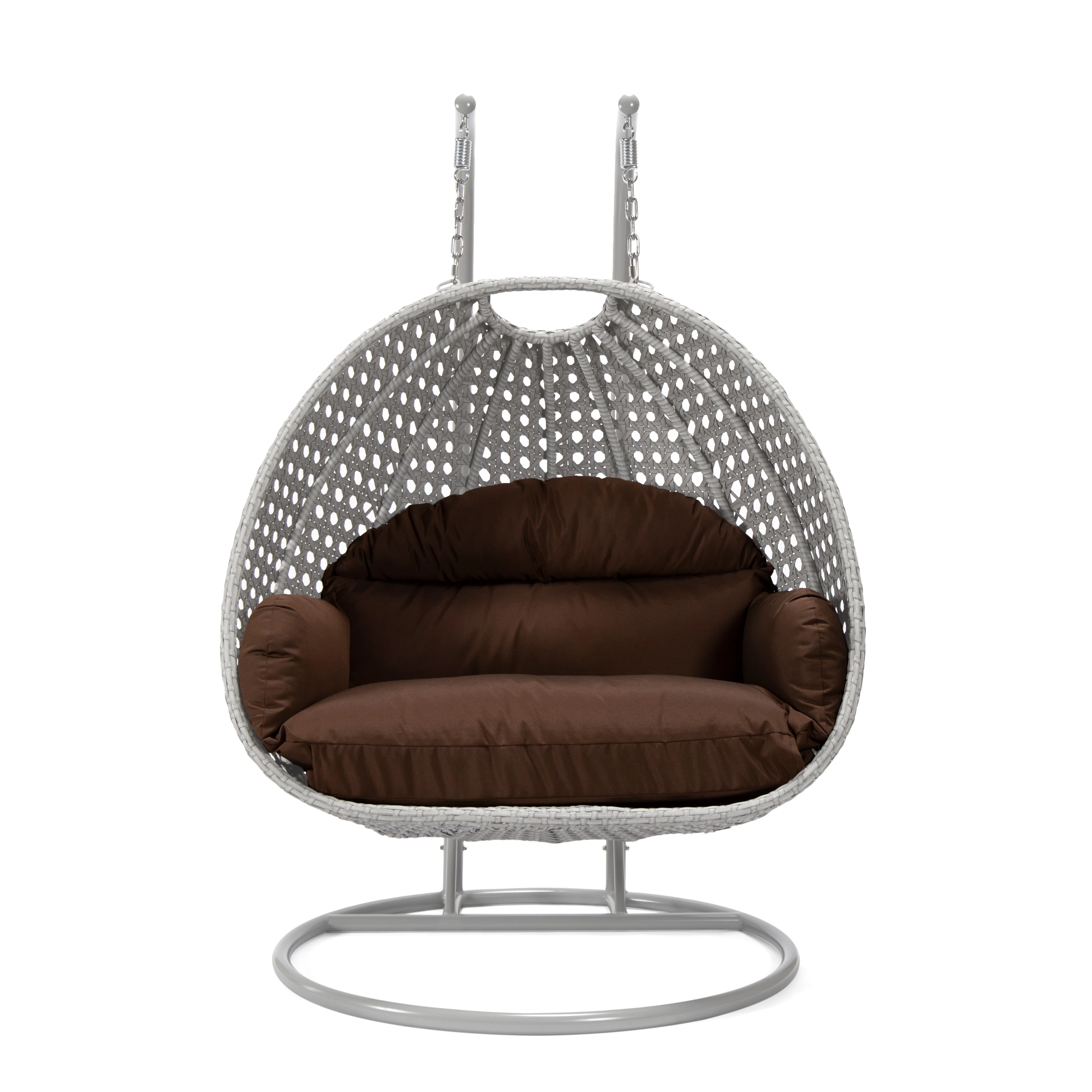 Mendoza Light Grey Wicker Hanging 2 person Egg Swing Chair