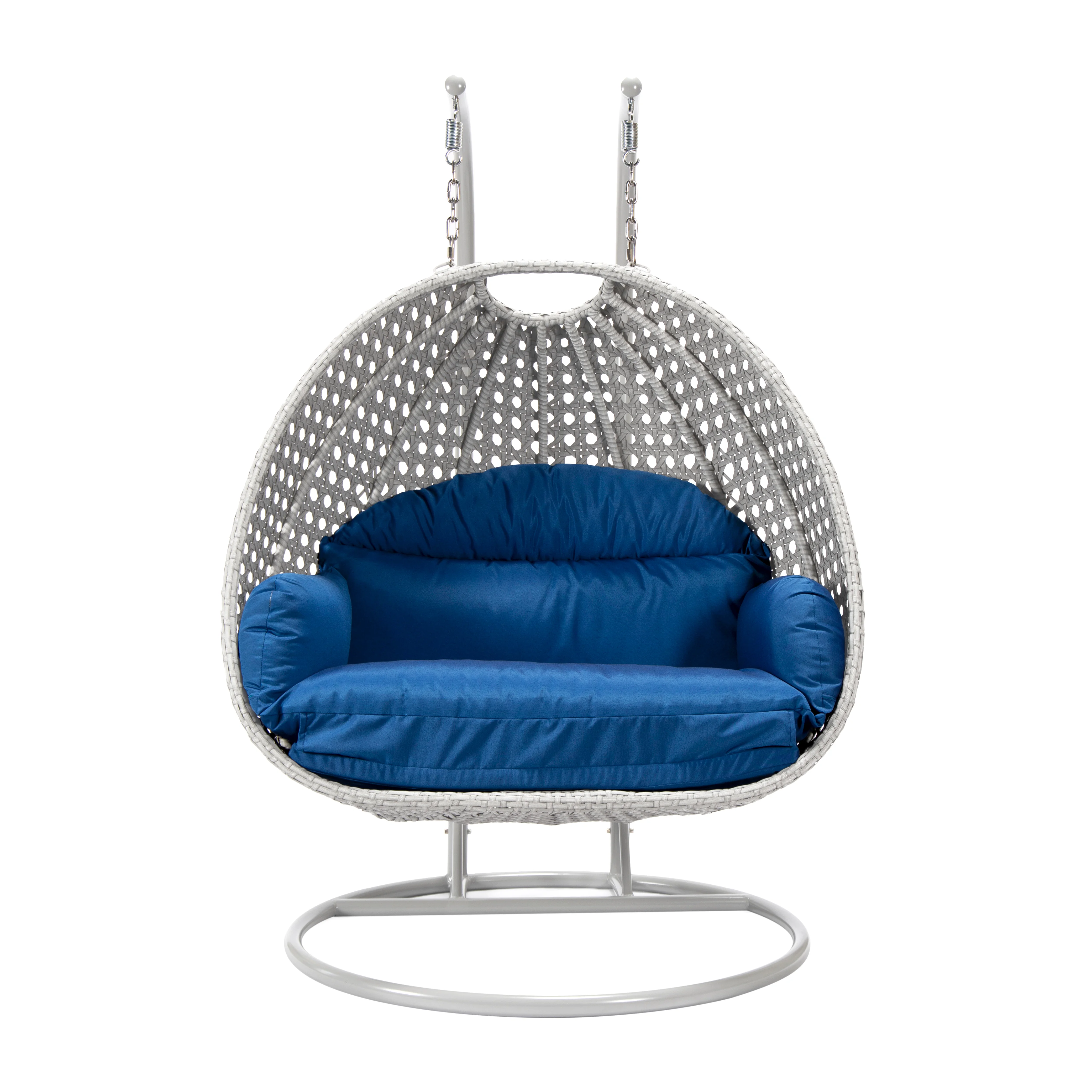 Mendoza Light Grey Wicker Hanging 2 person Egg Swing Chair