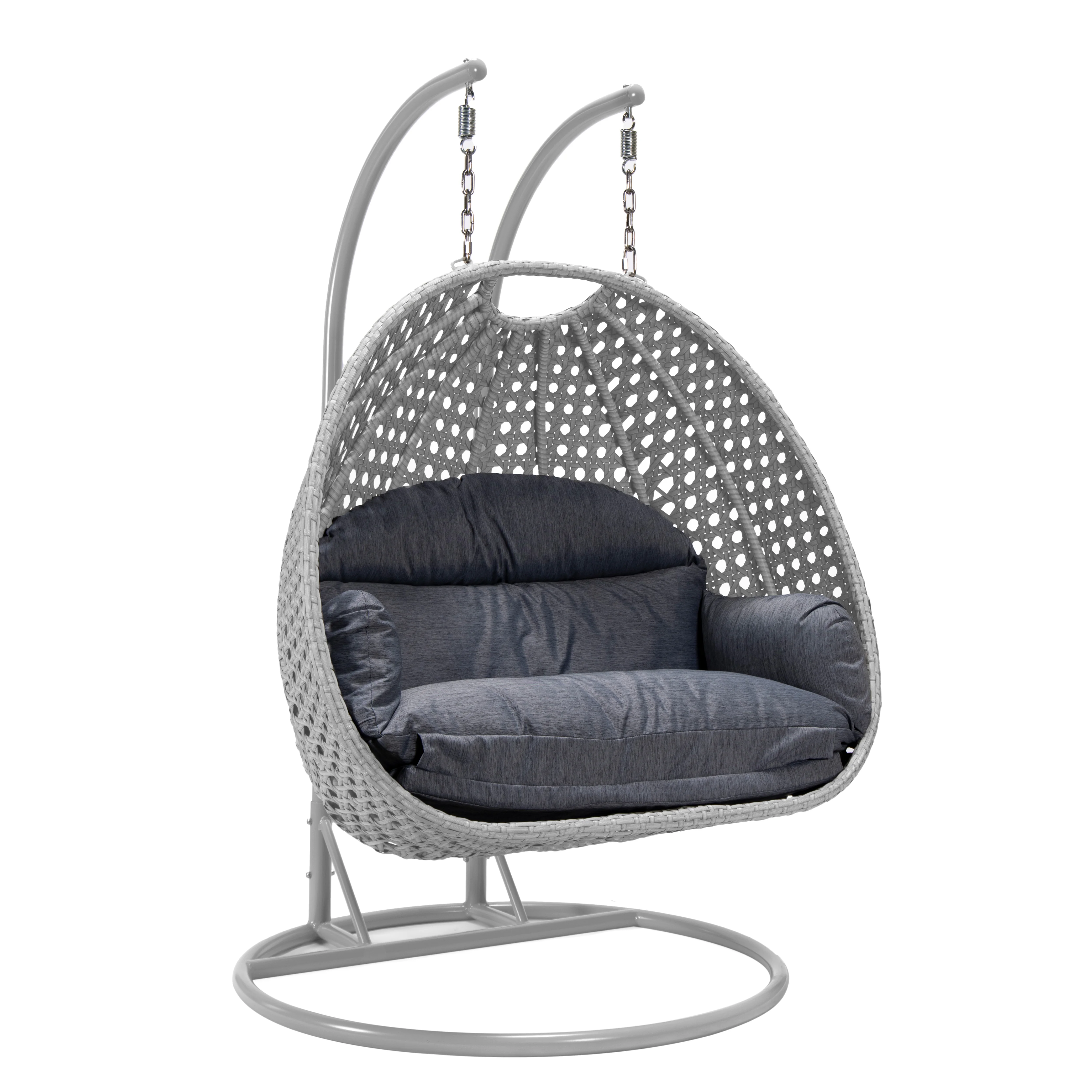 Mendoza Light Grey Wicker Hanging 2 person Egg Swing Chair
