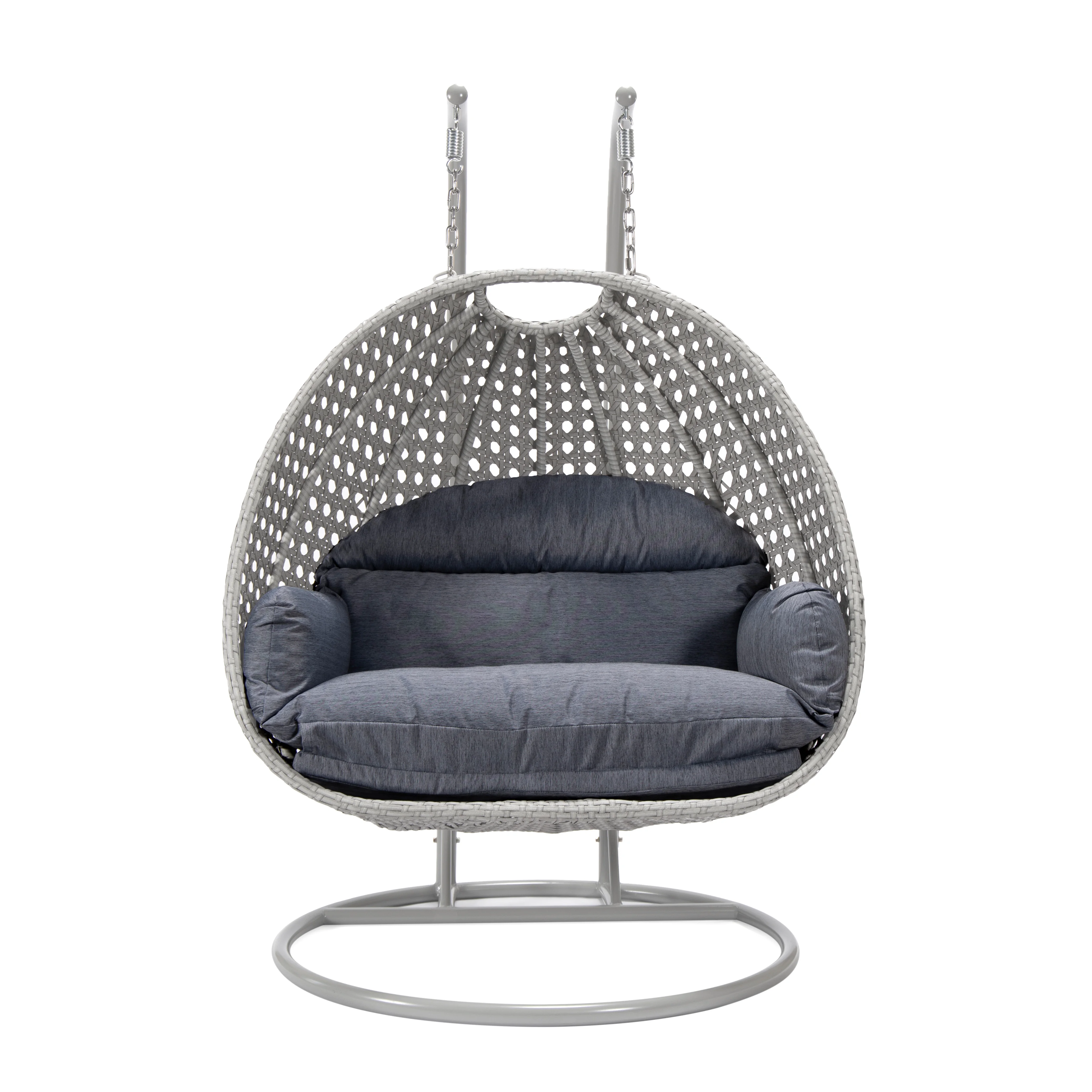 Mendoza Light Grey Wicker Hanging 2 person Egg Swing Chair
