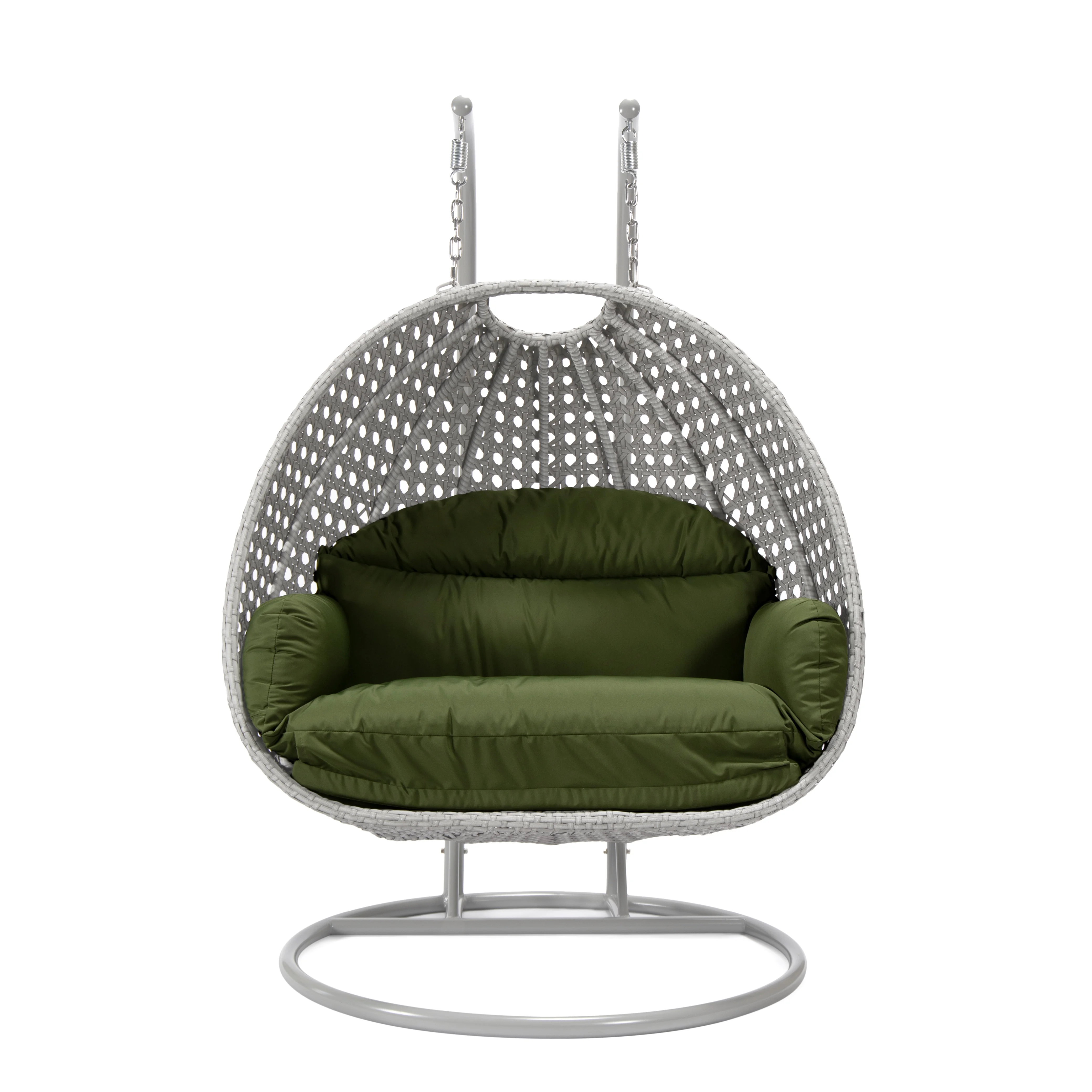 Mendoza Light Grey Wicker Hanging 2 person Egg Swing Chair