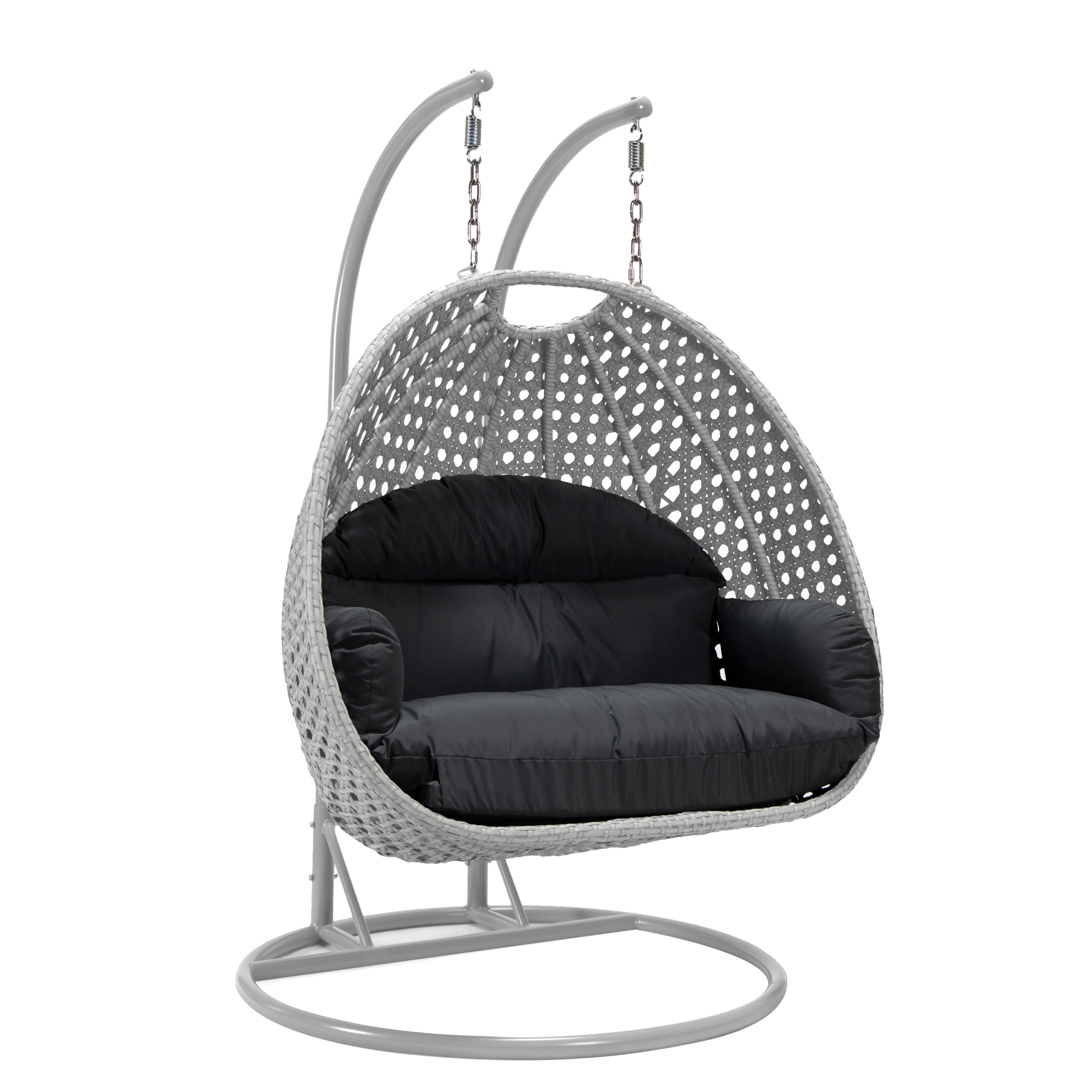 Mendoza Light Grey Wicker Hanging 2 person Egg Swing Chair