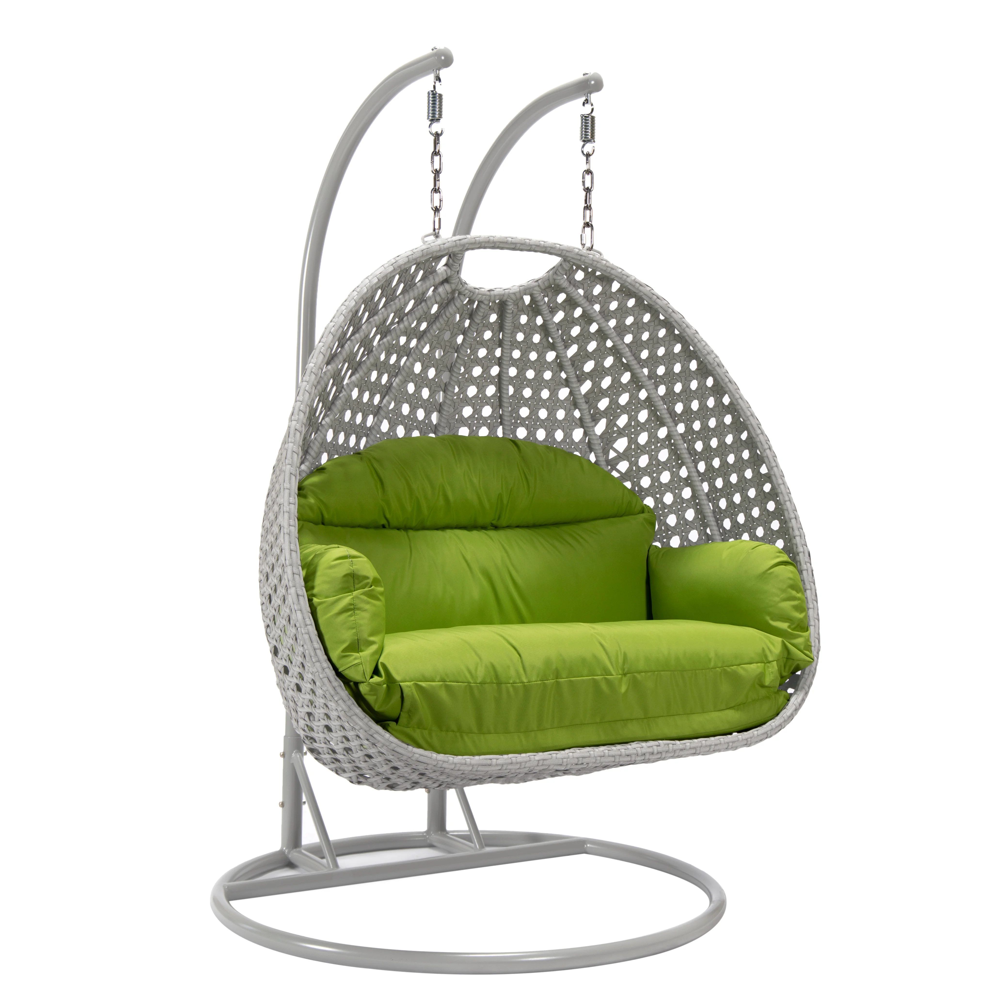 Mendoza Light Grey Wicker Hanging 2 person Egg Swing Chair