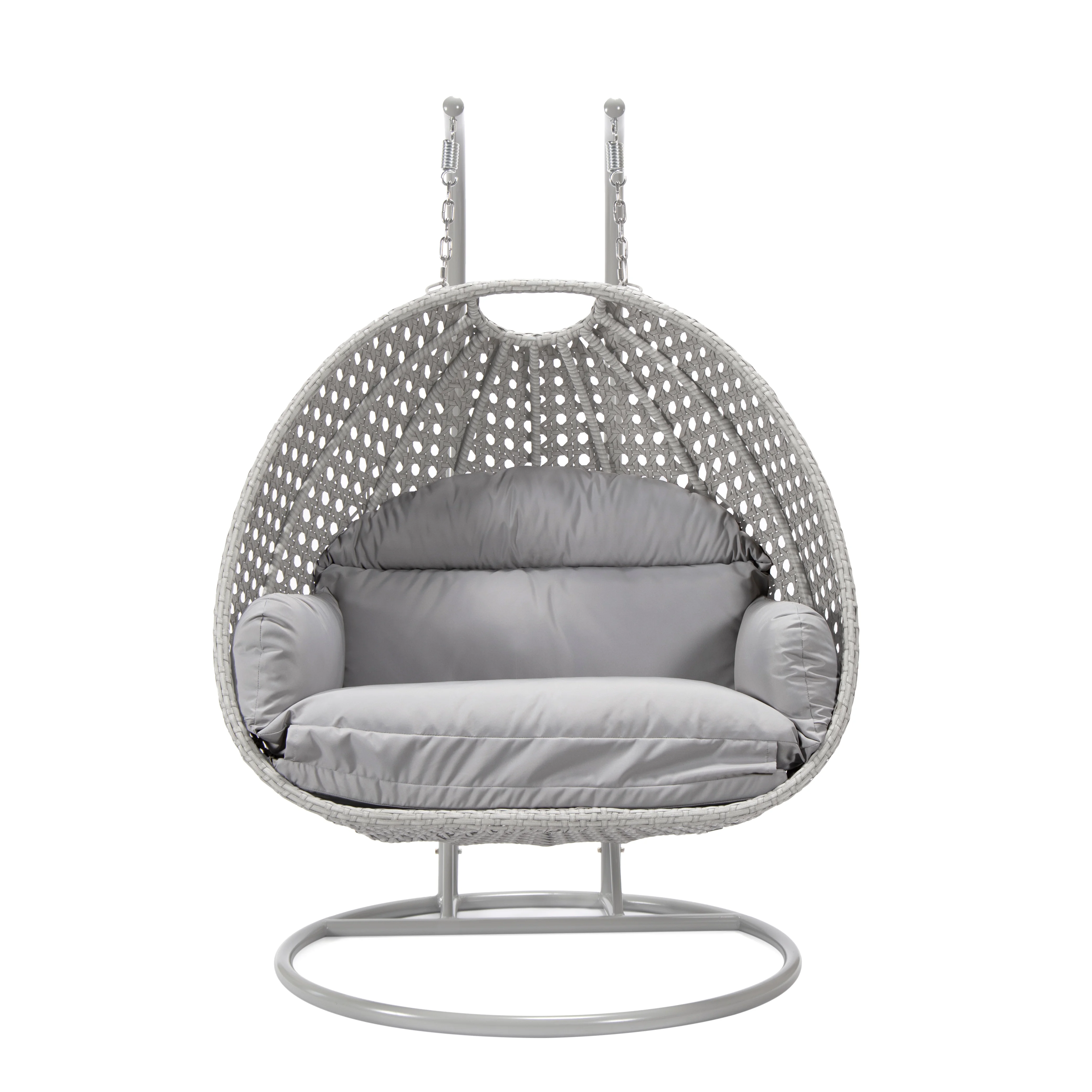 Mendoza Light Grey Wicker Hanging 2 person Egg Swing Chair