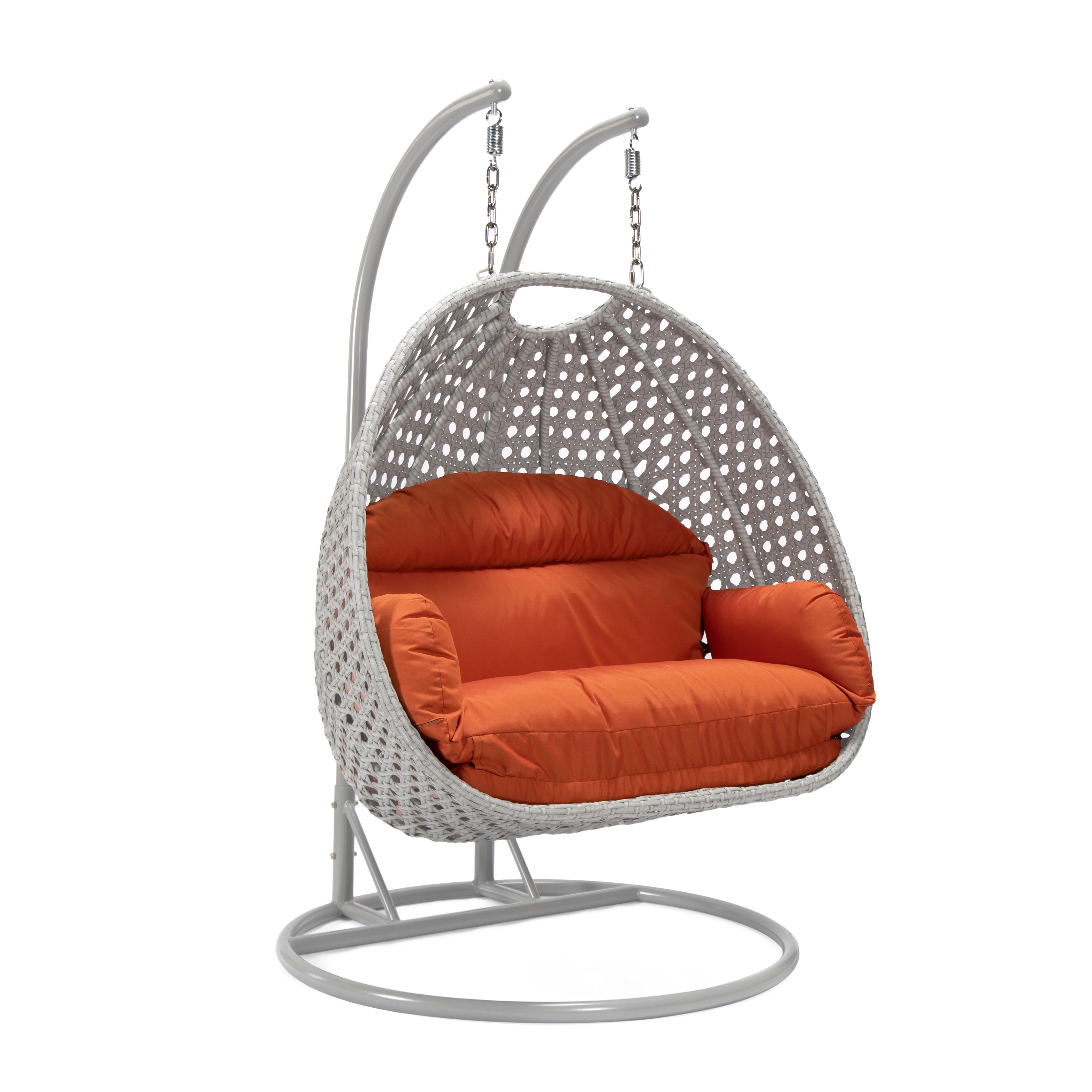 Mendoza Light Grey Wicker Hanging 2 person Egg Swing Chair