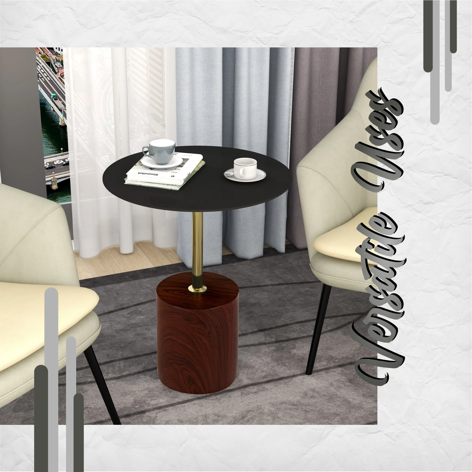 Malta Collection Modern End Table In Brown