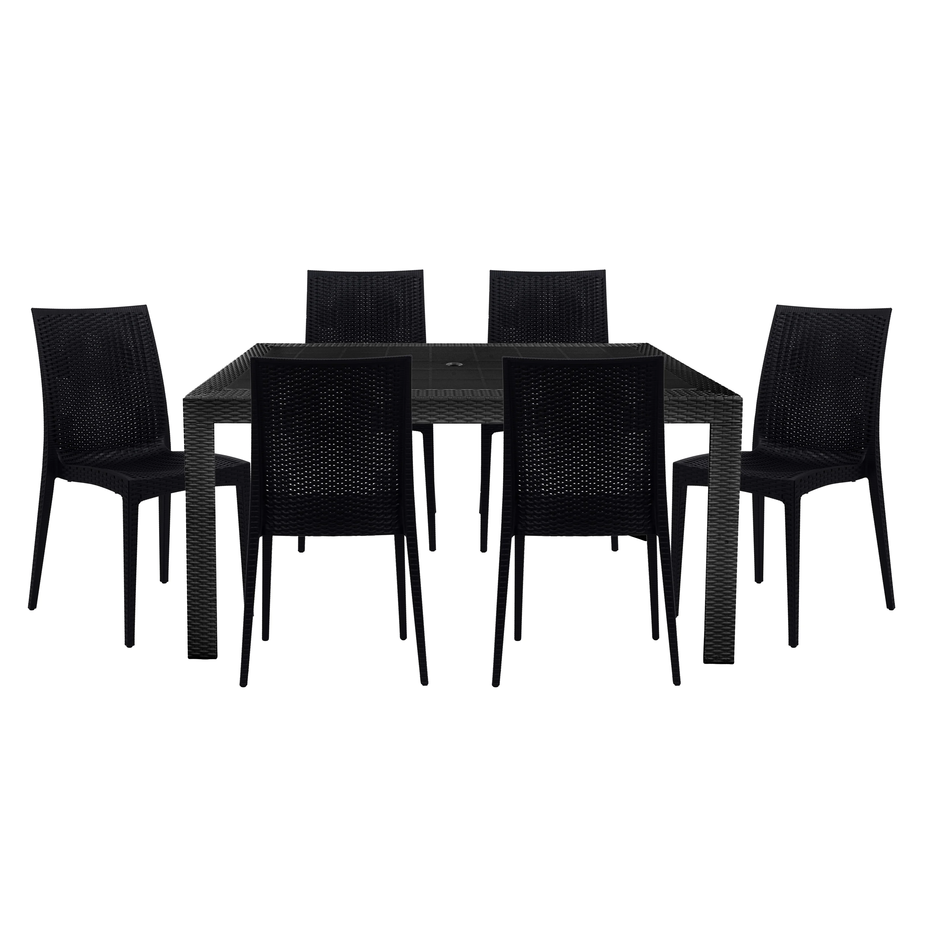 Mace 7-Piece Outdoor Dining Set with Rectangular Table and Stackable Chairs