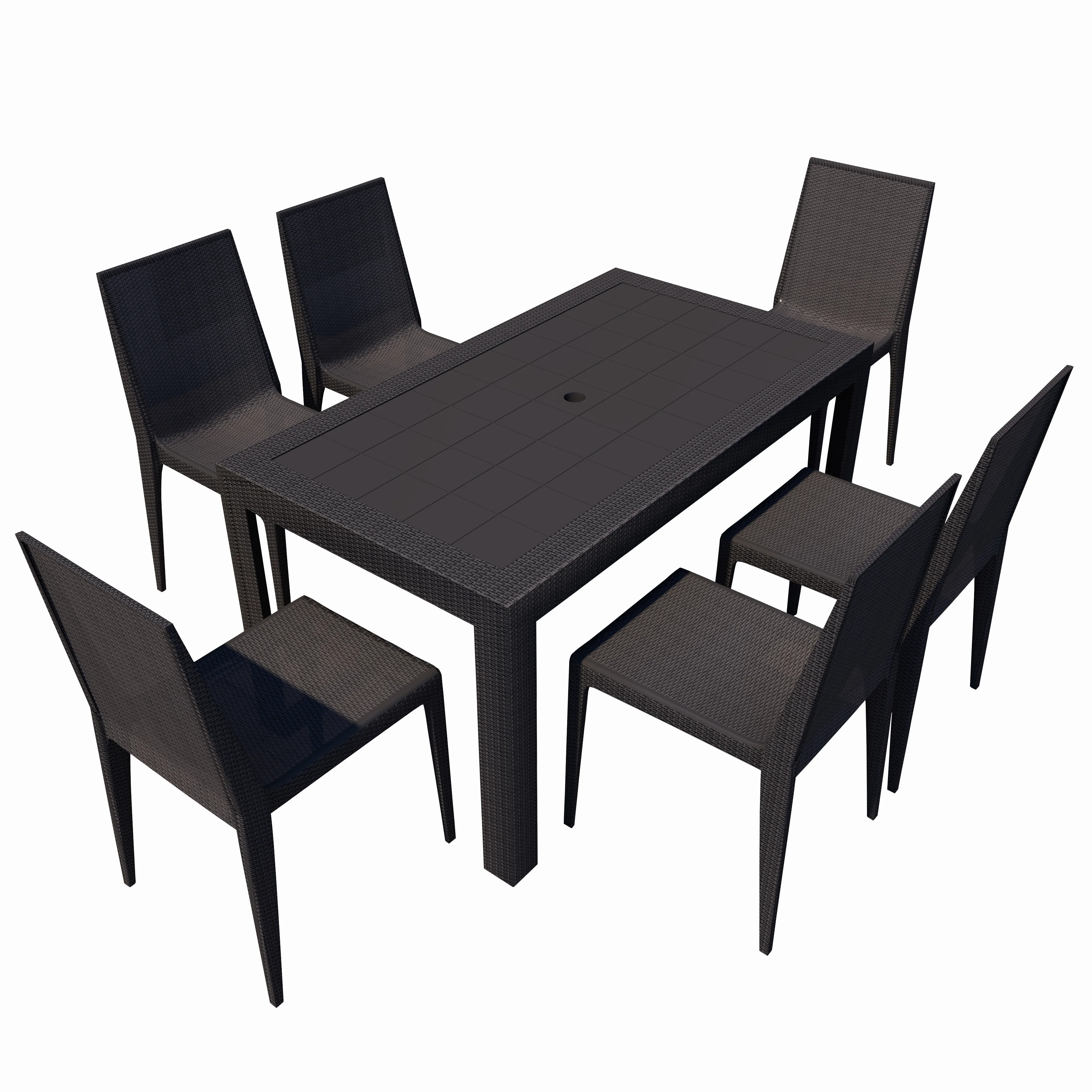 Mace 7-Piece Outdoor Dining Set with Rectangular Table and Stackable Chairs