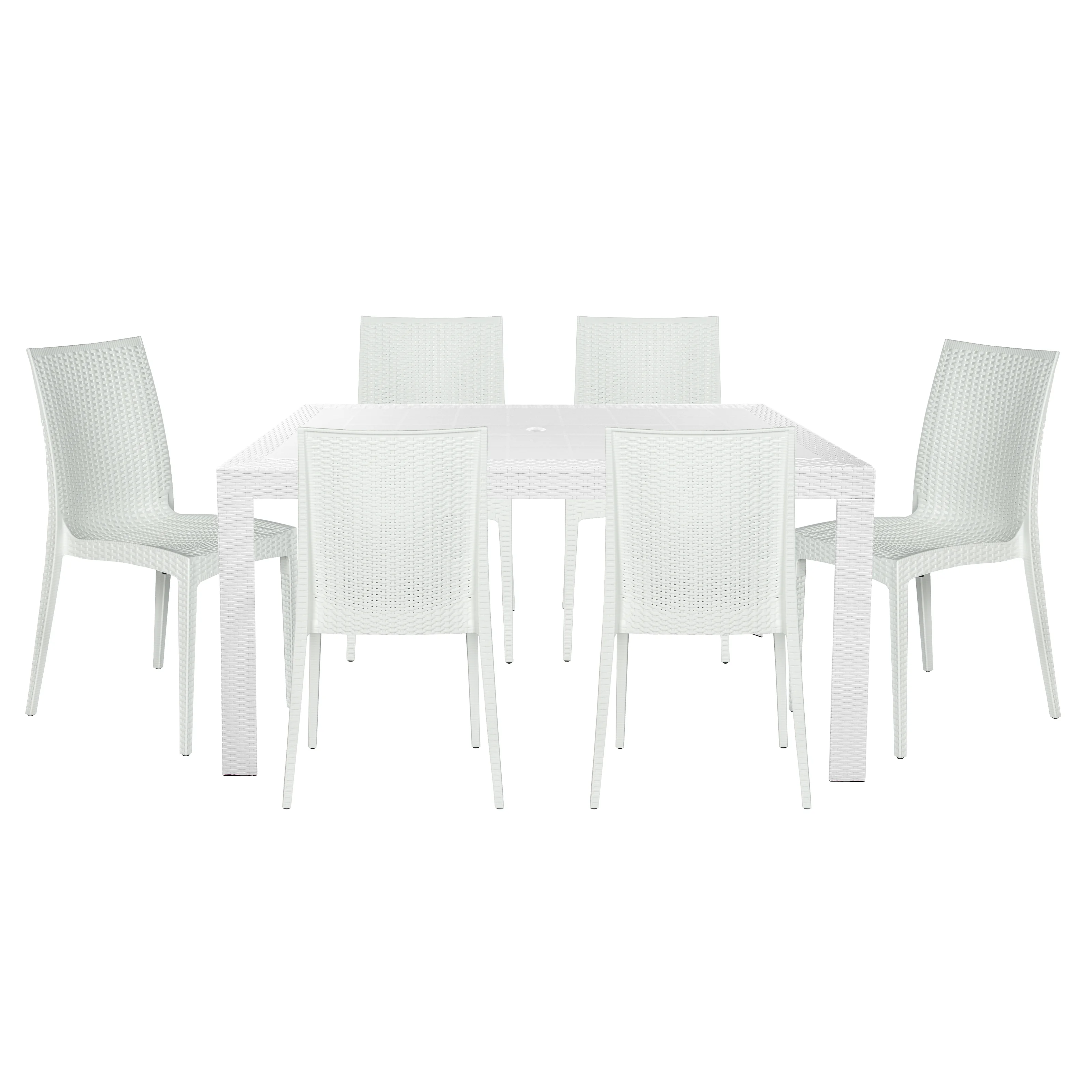 Mace 7-Piece Outdoor Dining Set with Rectangular Table and Stackable Chairs