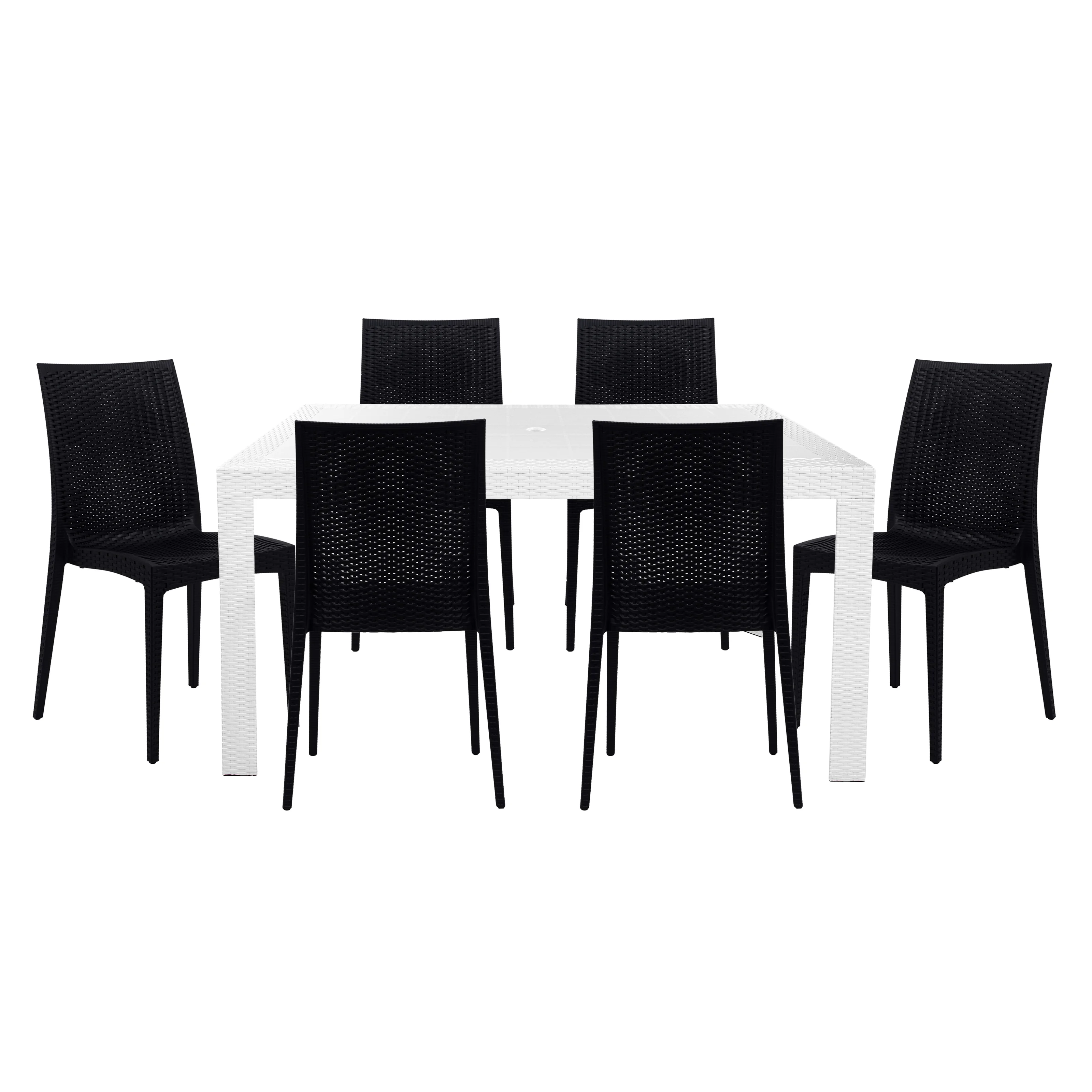 Mace 7-Piece Outdoor Dining Set with Rectangular Table and Stackable Chairs