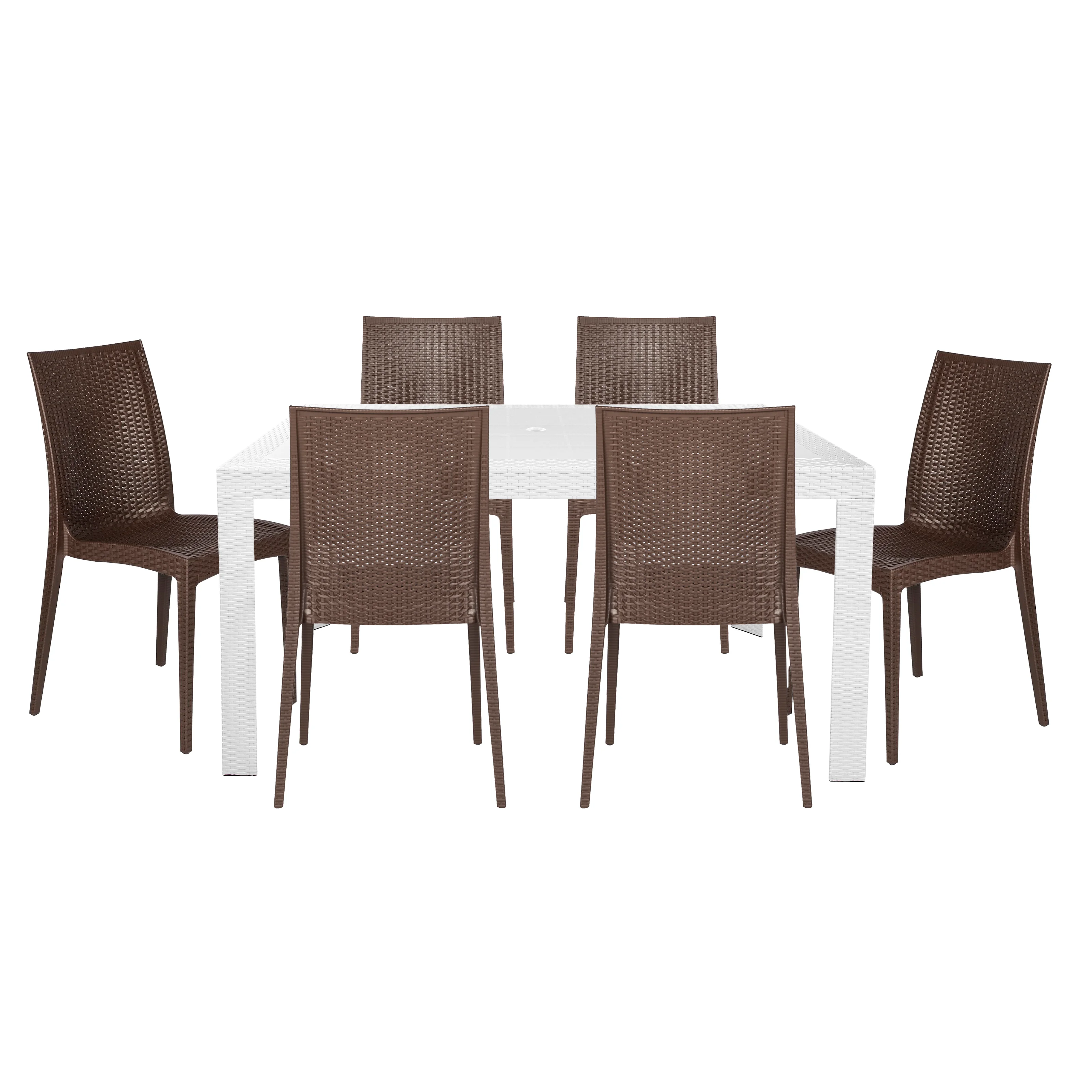 Mace 7-Piece Outdoor Dining Set with Rectangular Table and Stackable Chairs