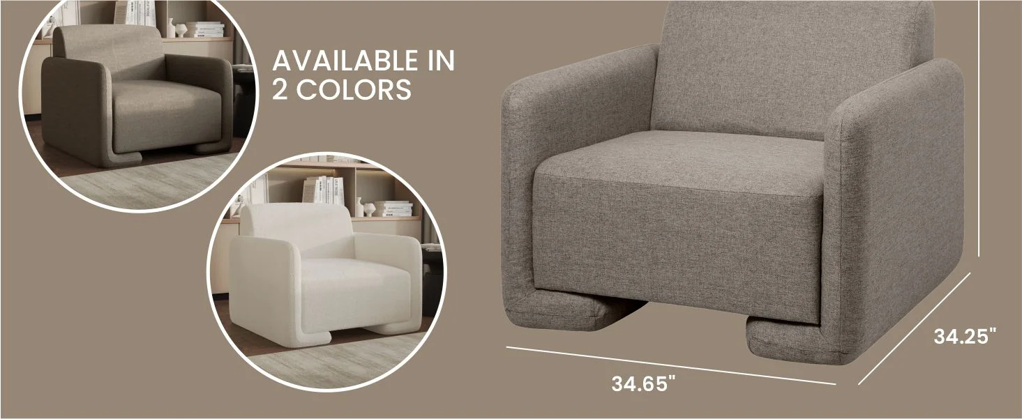 Nyta Collection Modern Accent Chair in Grey Linen