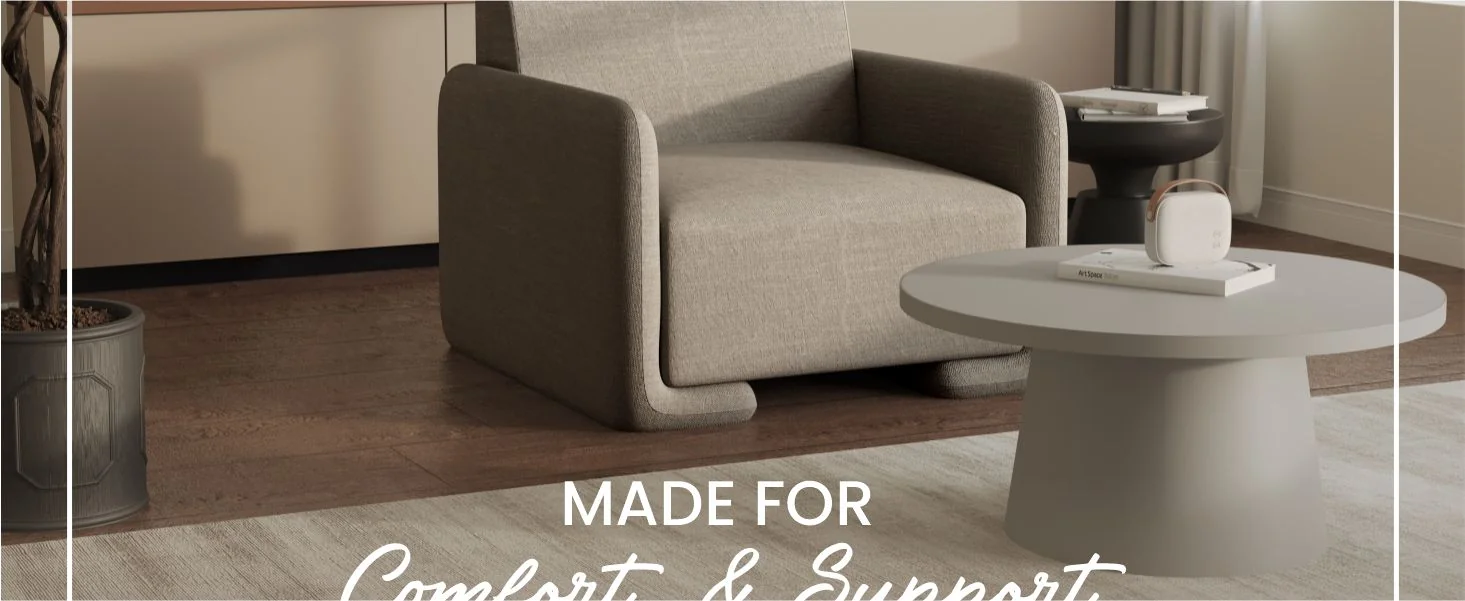 Nyta Collection Modern Accent Chair in Grey Linen