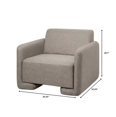 Nyta Collection Modern Accent Chair in Grey Linen