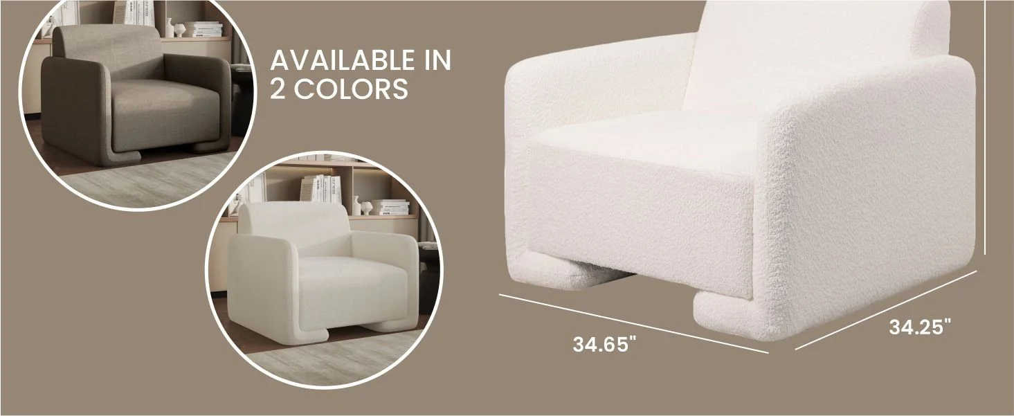 Nyta Collection Modern Accent Chair in White Boucle