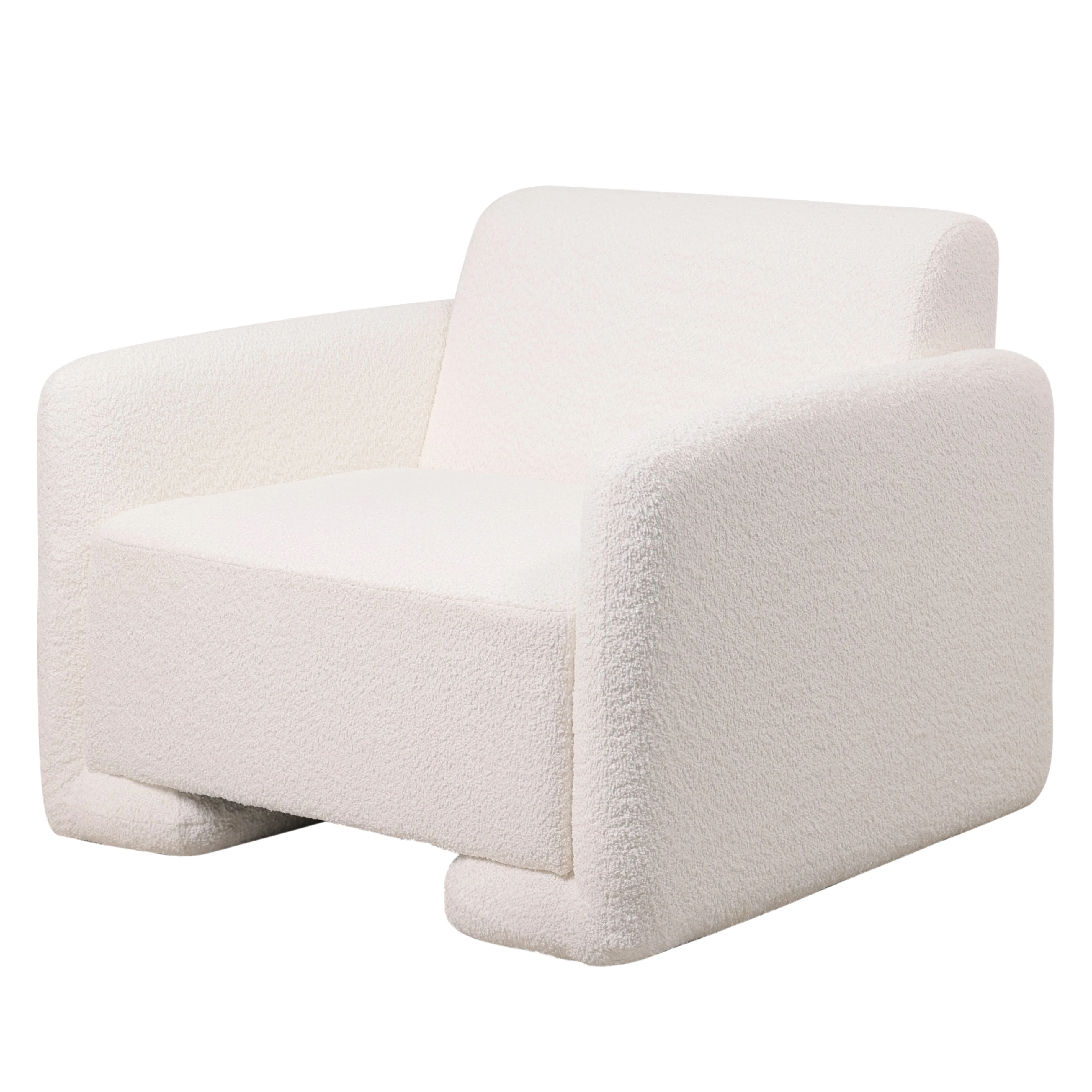 Nyta Collection Modern Accent Chair in White Boucle