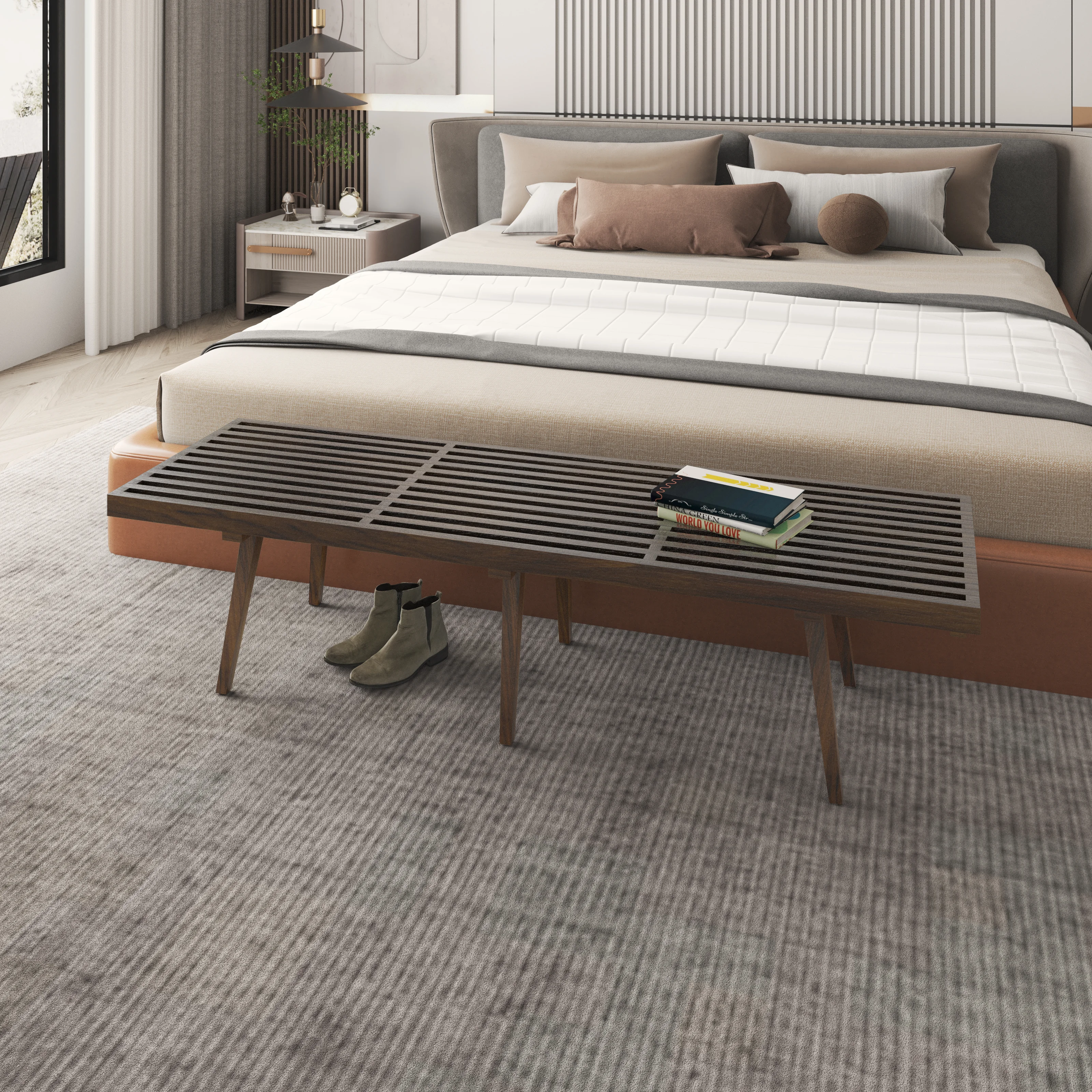 Mid-Century Inwood Platform Bench - 6 Feet