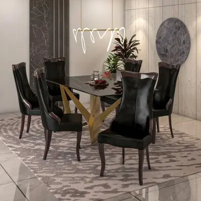 Novara Collection Modern Wooden Dining Chair in Black