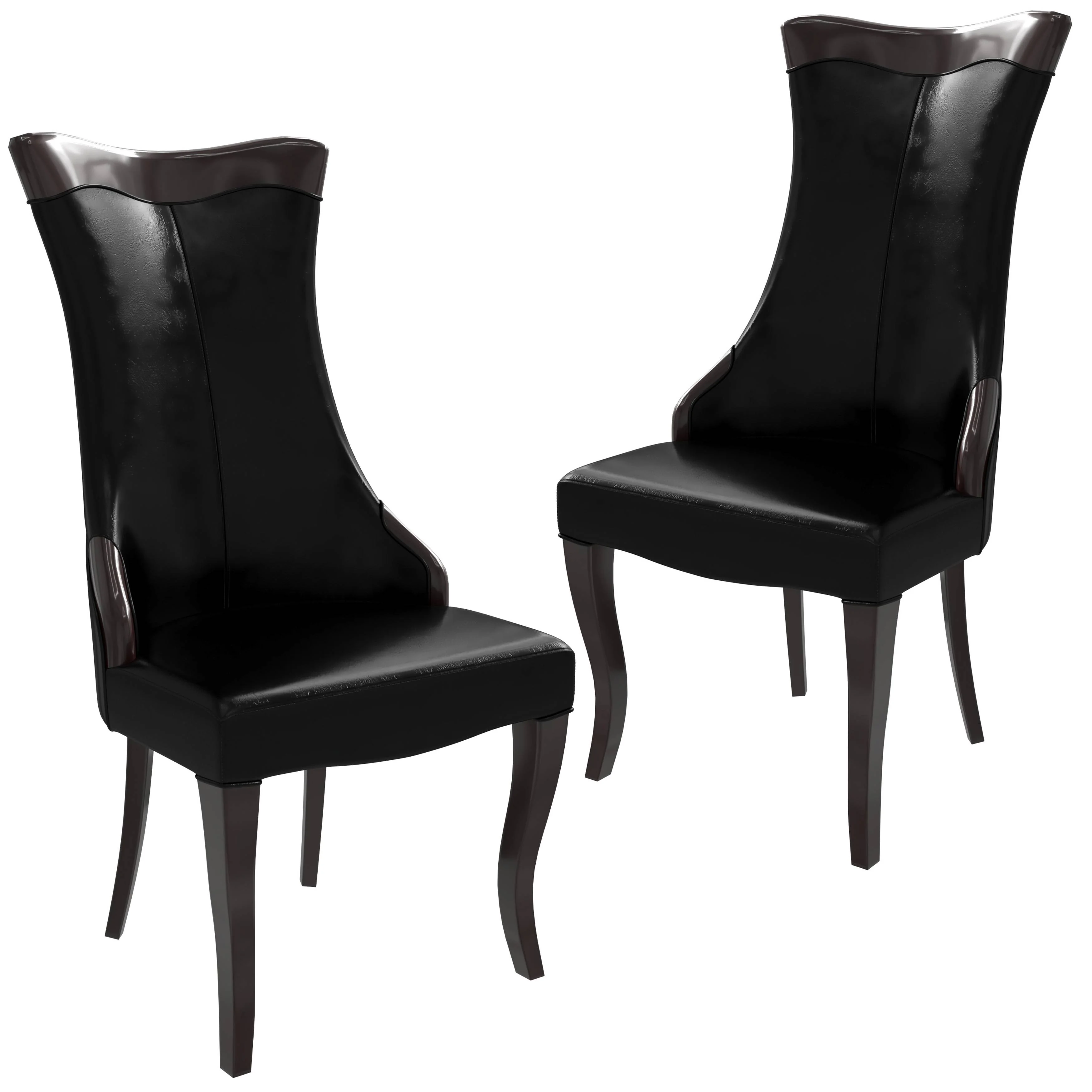 Novara Collection Modern Wooden Dining Chair in Black Set of 2