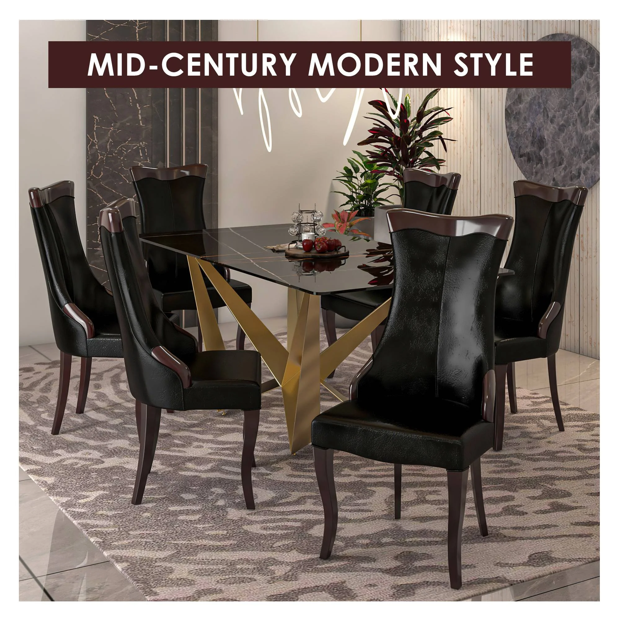 Novara Collection Modern Wooden Dining Chair in Black Set of 4