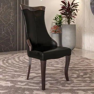 Novara Collection Modern Wooden Dining Chair in Black Set of 4