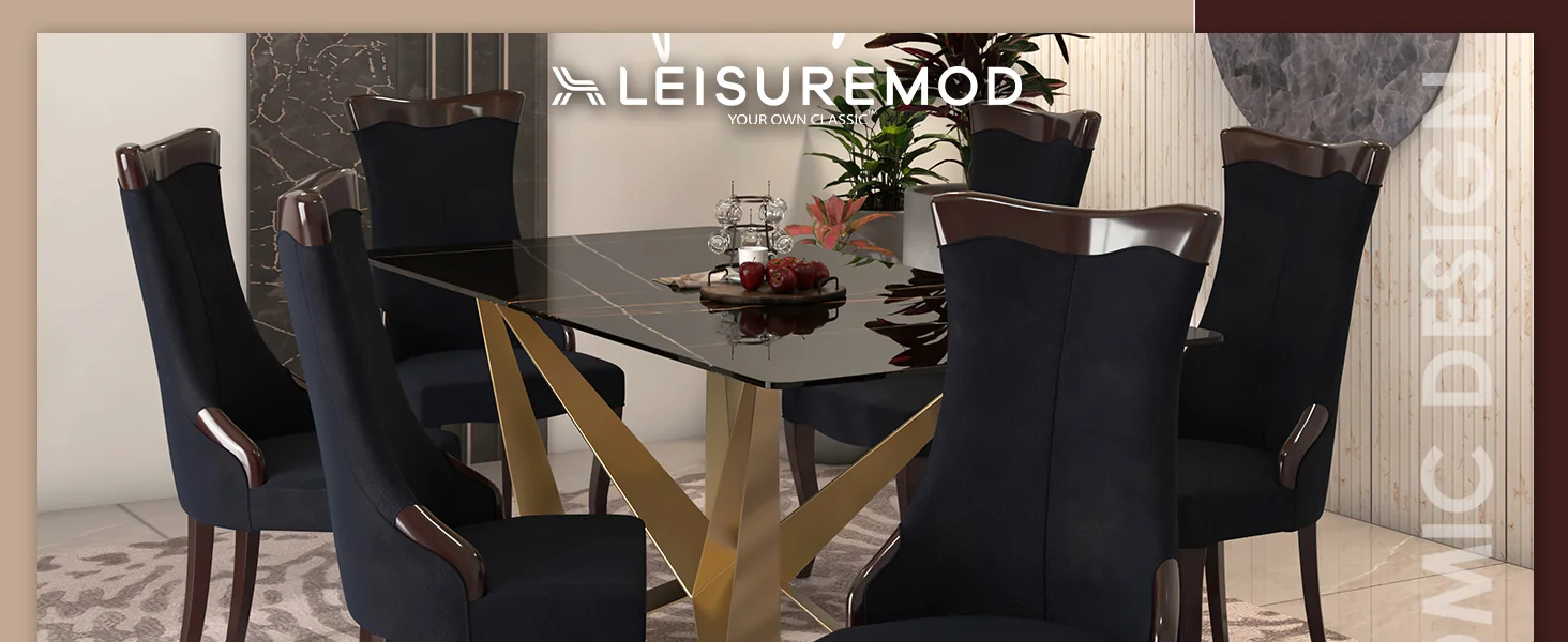 Novara Collection Modern Wooden Dining Chair in Black Velvet