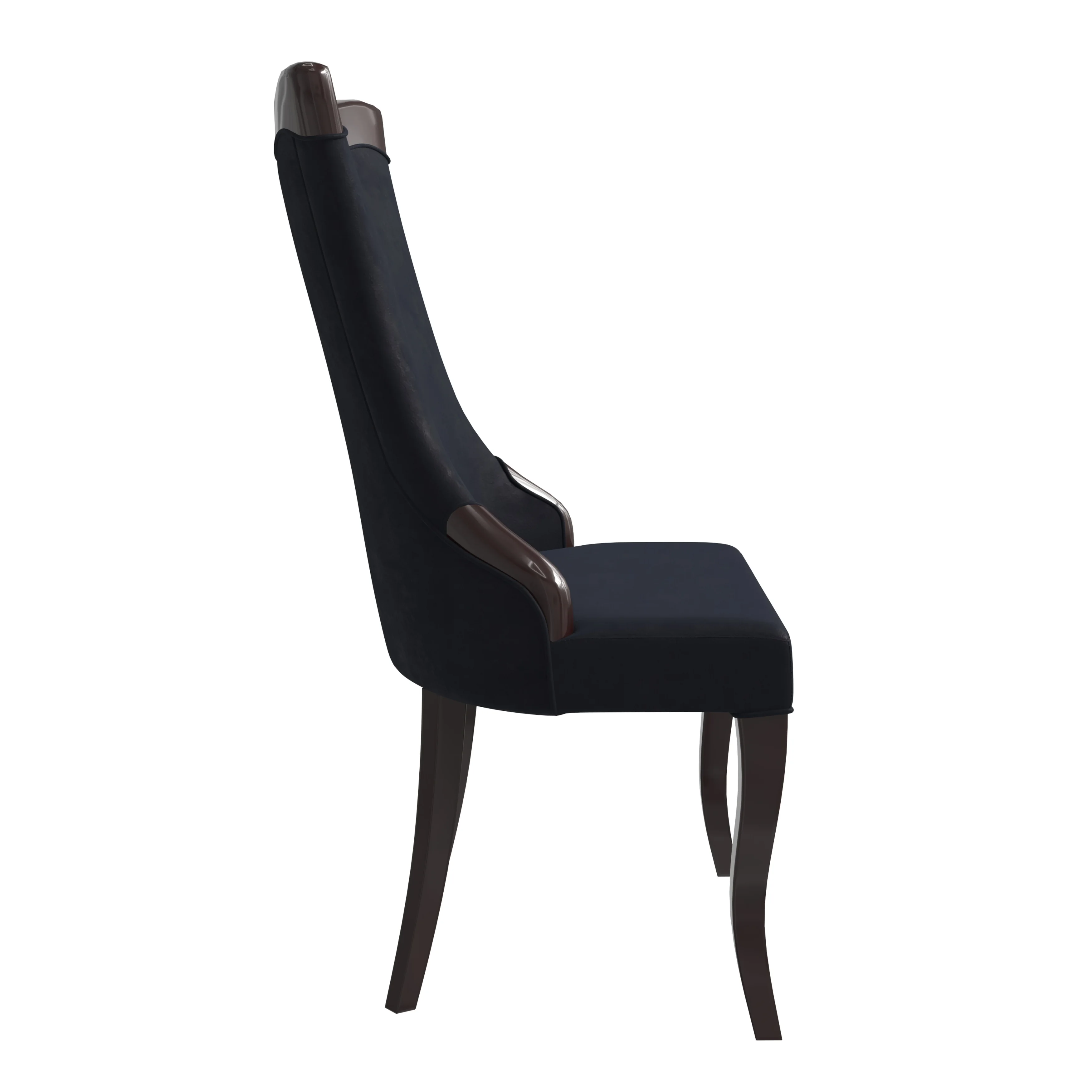 Novara Collection Modern Wooden Dining Chair in Black Velvet