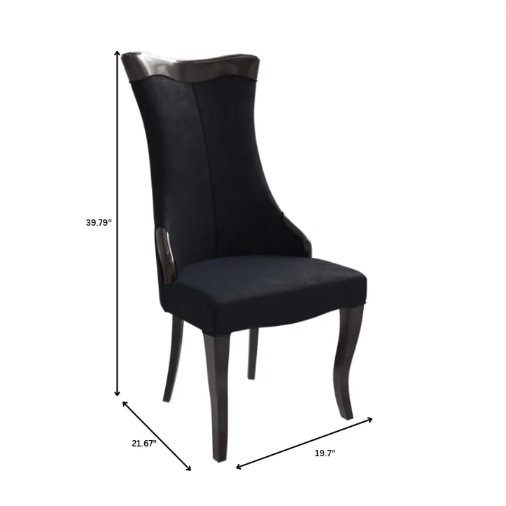 Novara Collection Modern Wooden Dining Chair in Black Velvet