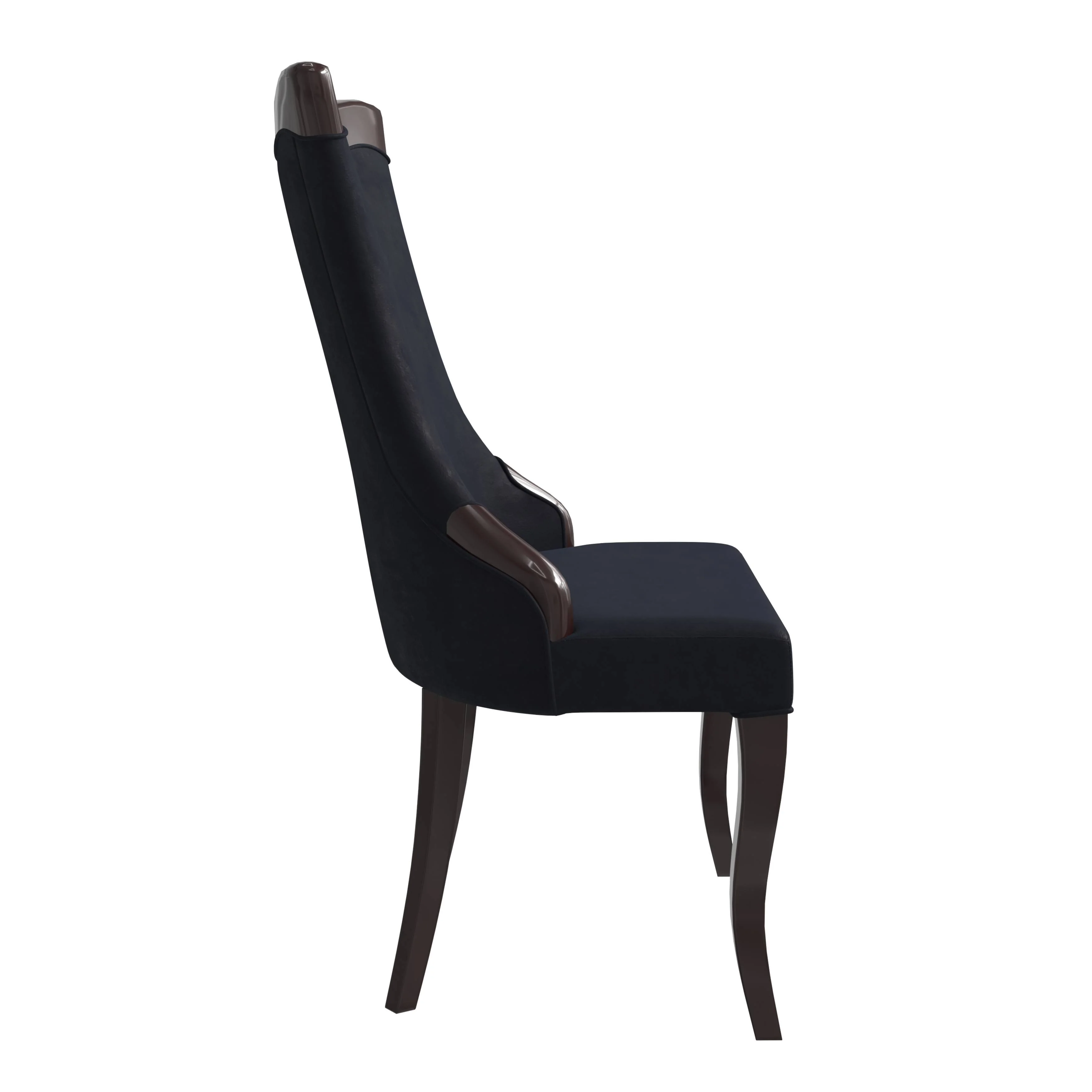 Novara Collection Modern Wooden Dining Chair in Black Velvet Set of 2