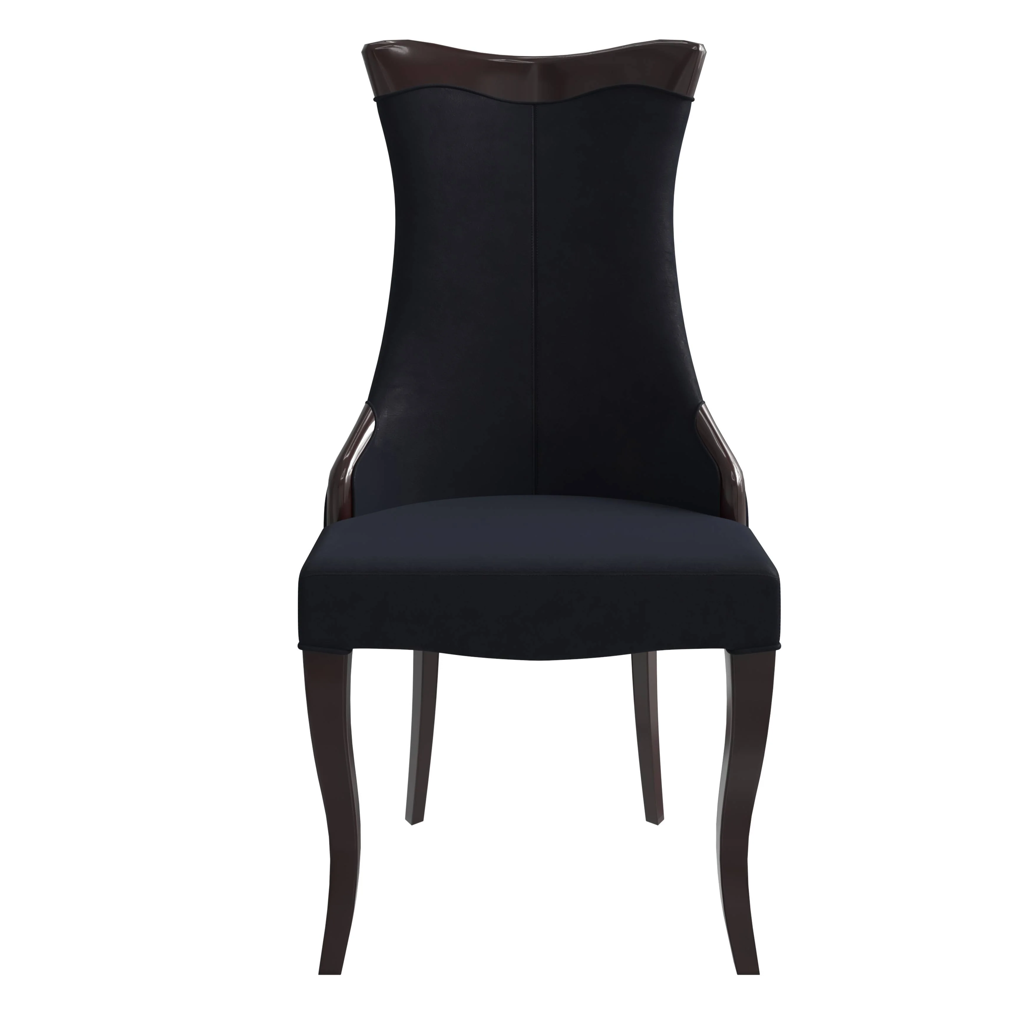 Novara Collection Modern Wooden Dining Chair in Black Velvet Set of 4