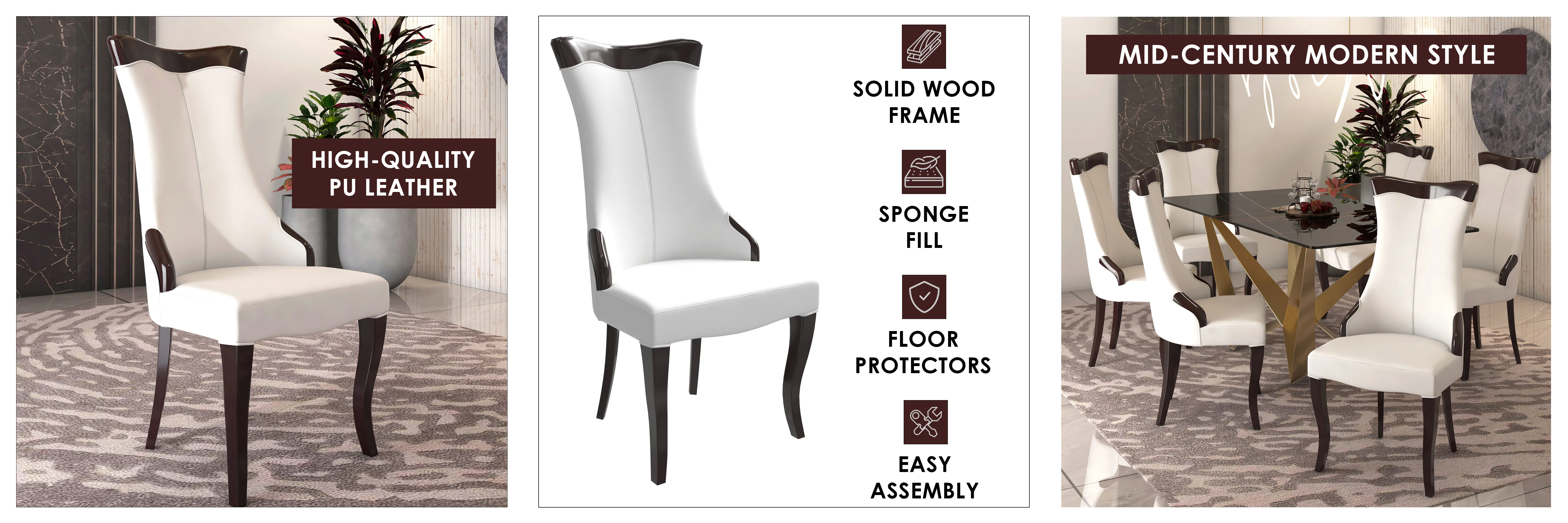 Novara Collection Modern Wooden Dining Chair in Light Cream